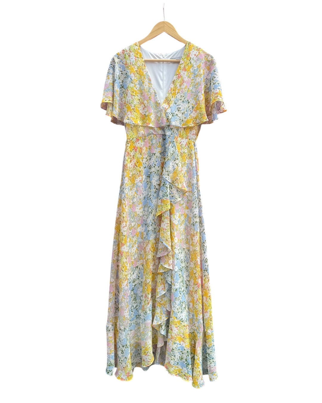 blue yellow adnny and nicole floral ruffle maxi dress, 6