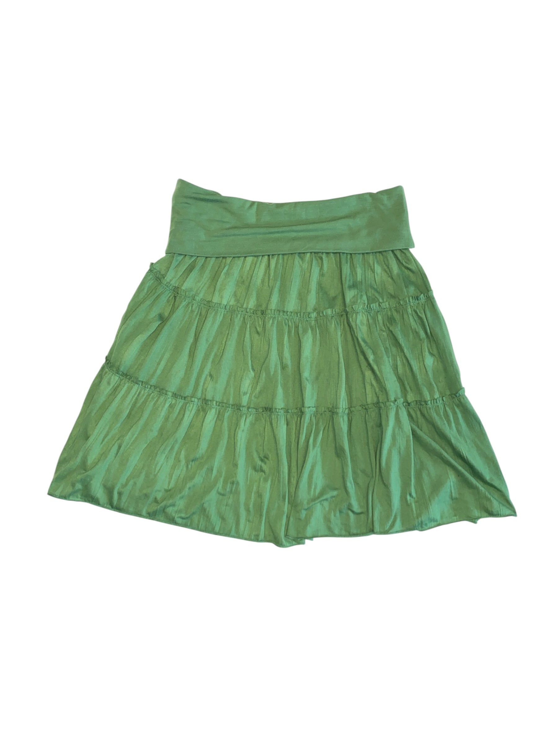 green xhilaration tiered fold over midi skirt, L