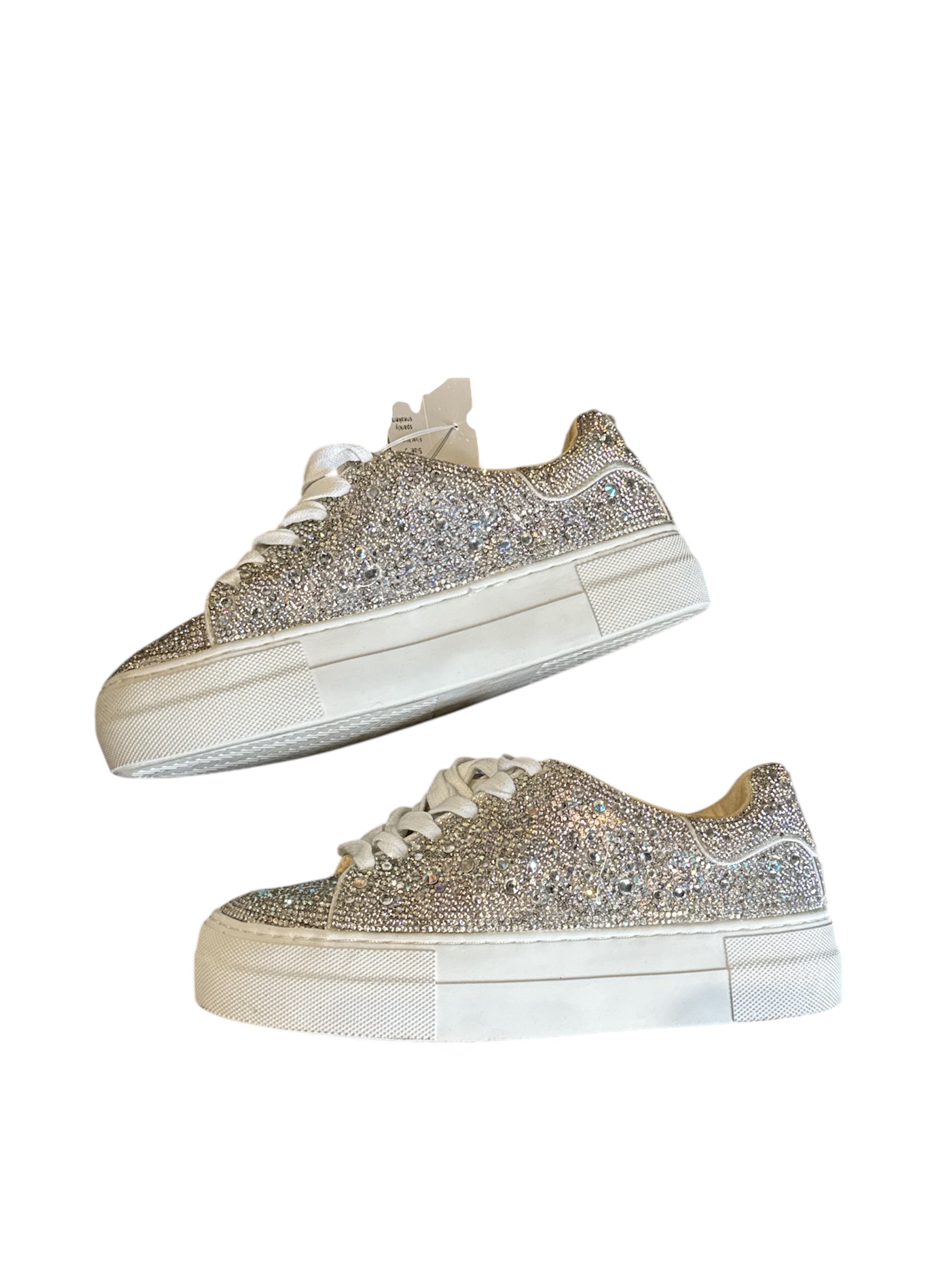 silver blue betsy johnson sparkly sneakers, 5
