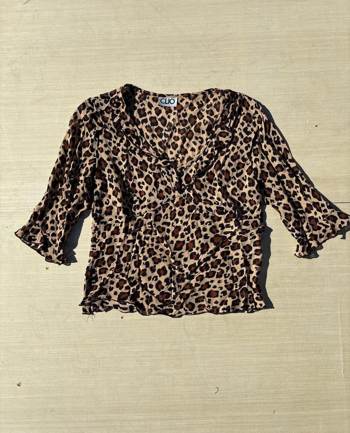 brown clio cheetah y2k top, m