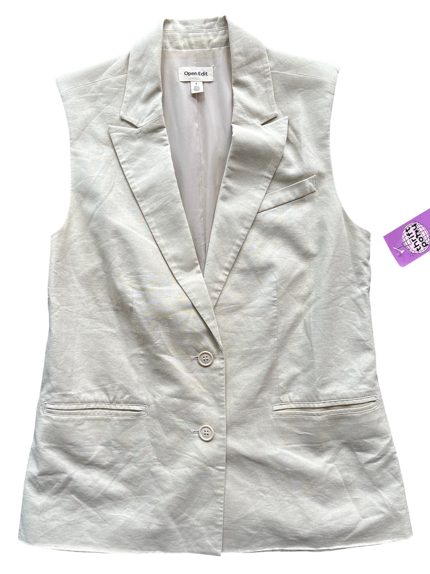 yellow open edit blazer vest, s