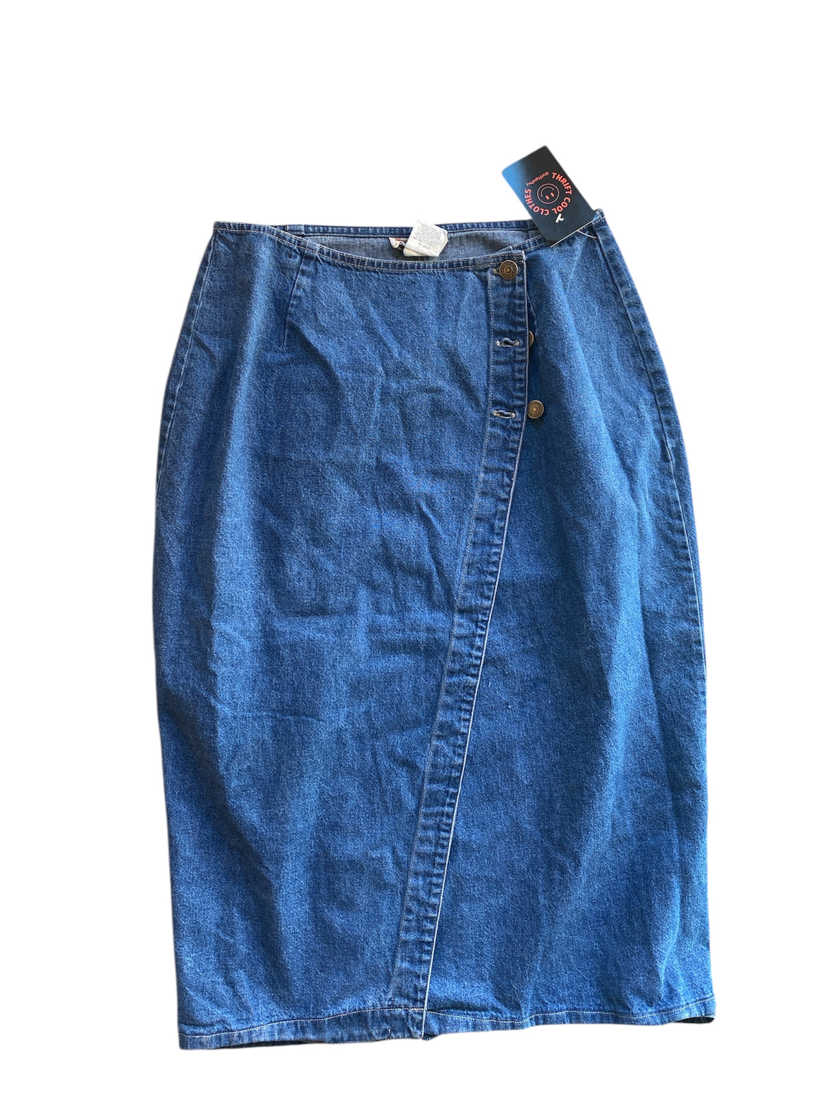 Blue red camel Vtg denim maxi skirt with slit, 11