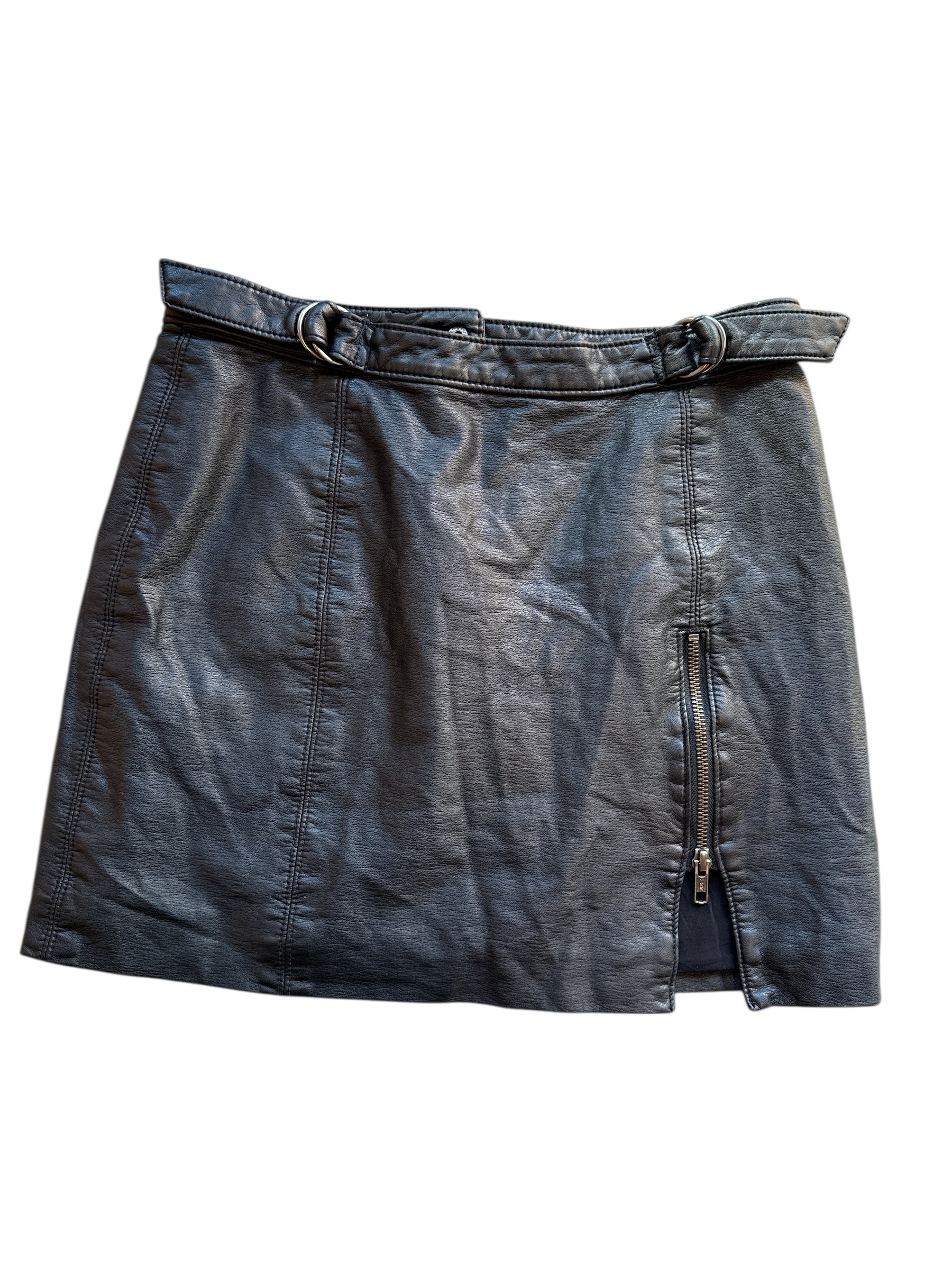 Black Free people Half zip buckle mini skirt, 4