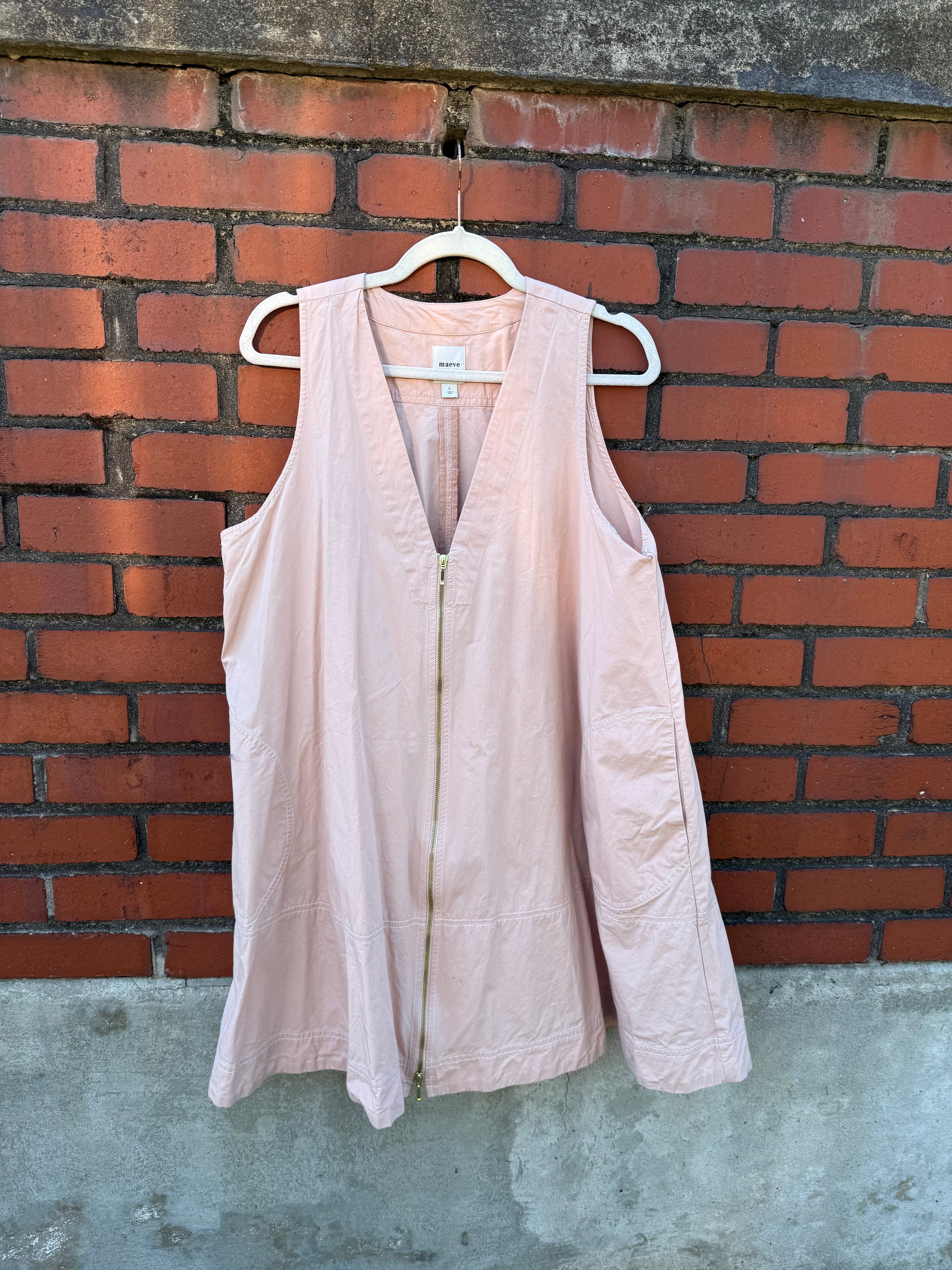 pink maeve zipper sleeveless mini dress, L