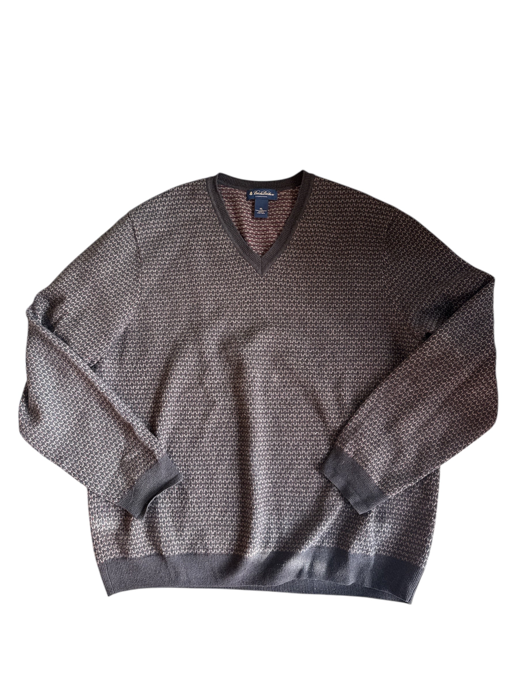 Brown Brooks brothers 100% lambs wool sweater textured, Xxl