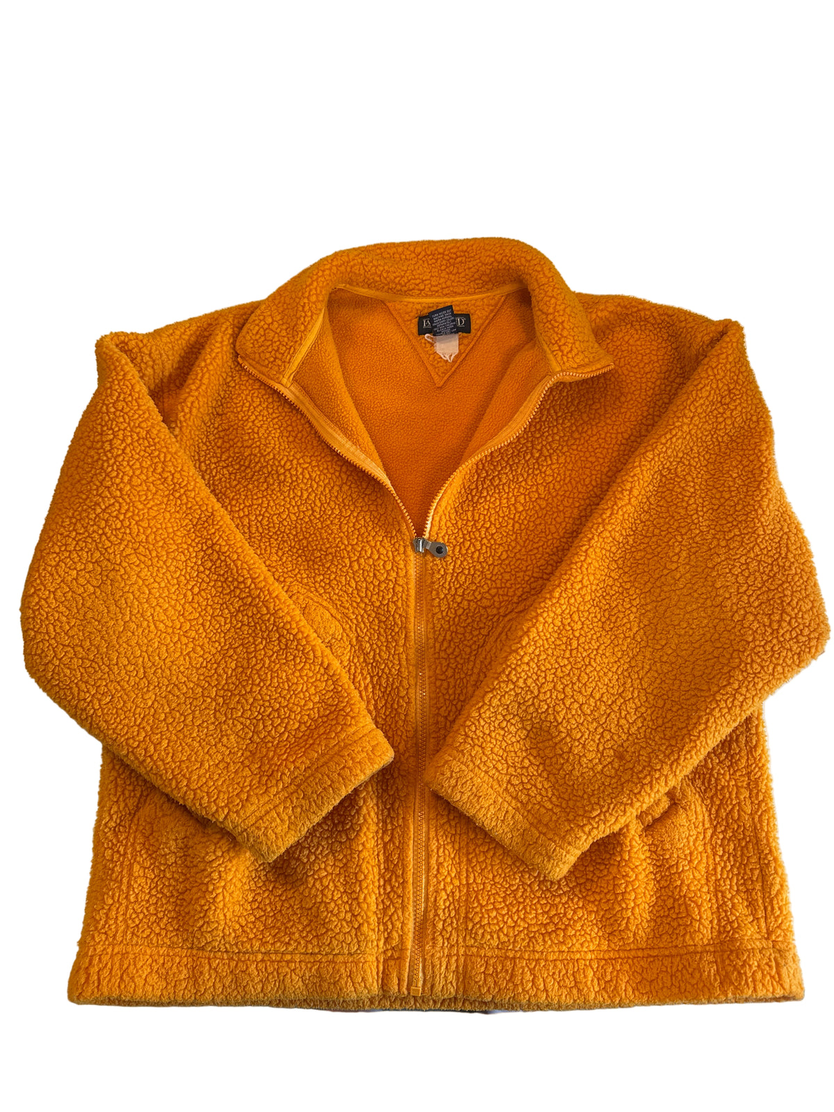 orange lands end sherpa zip up, s