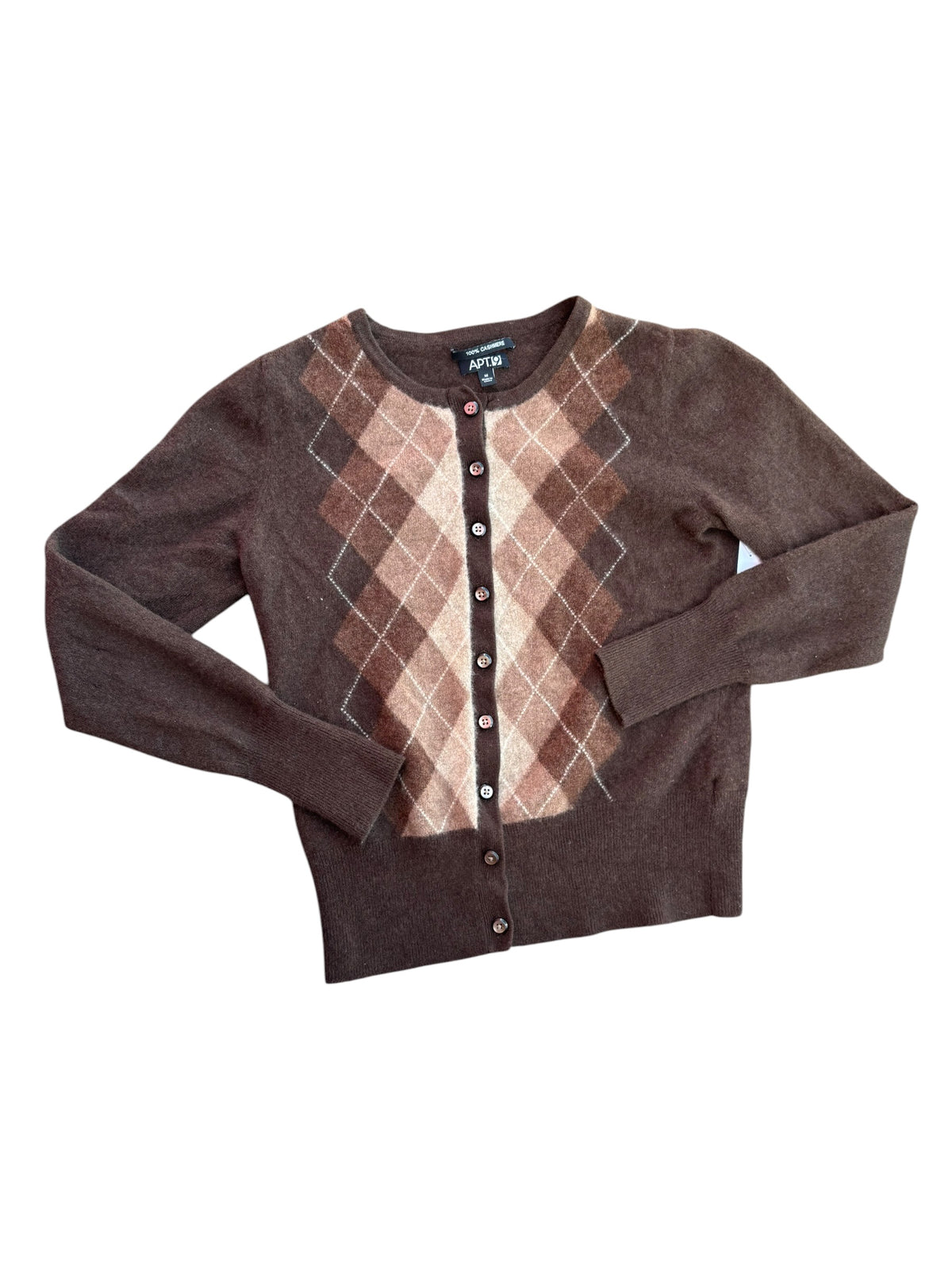 brown apt 9 argyle sweater, m