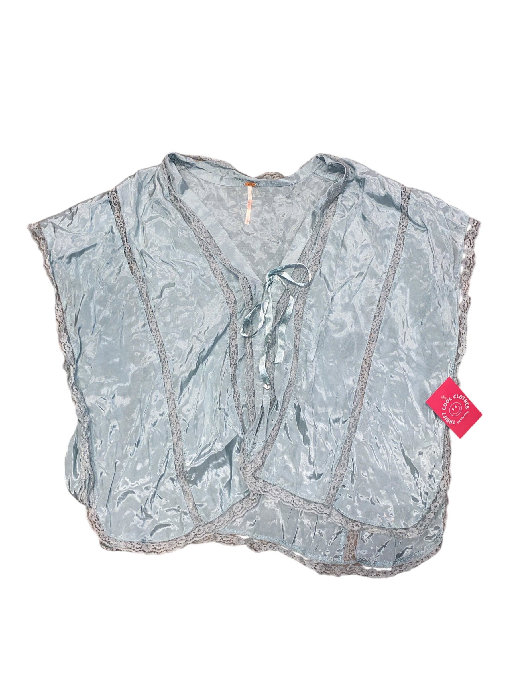 blue free people lacey top, L