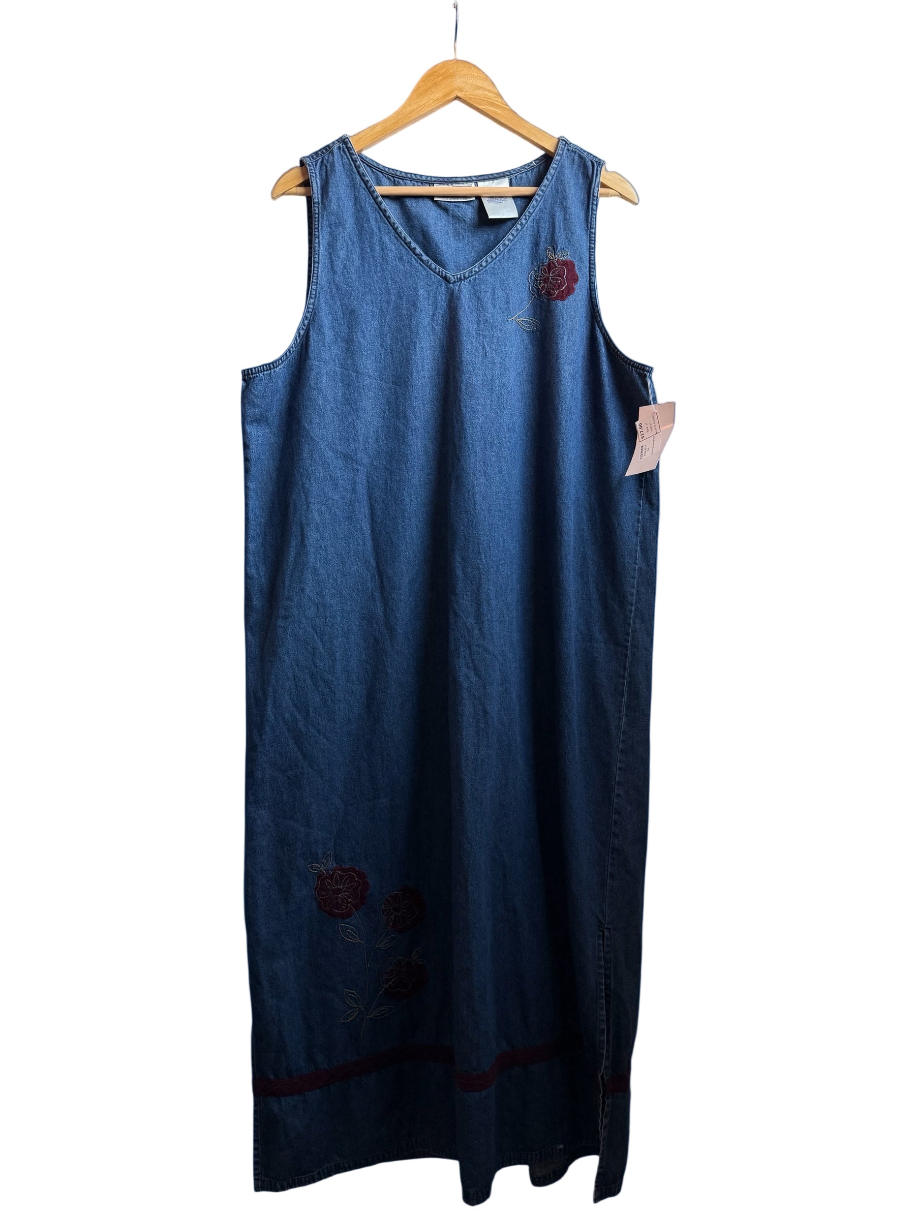 blue erika & co denim flower dress, xl