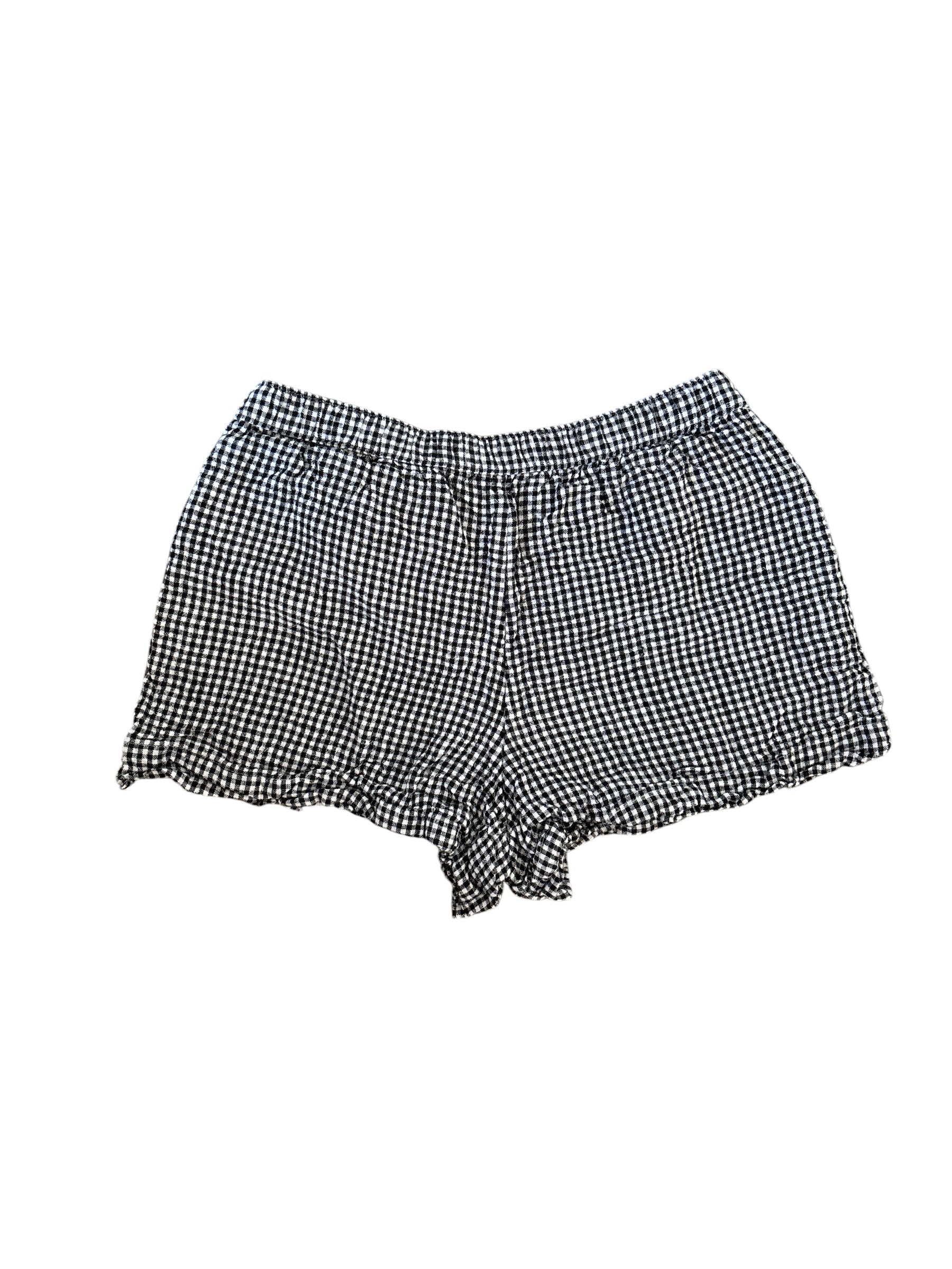 black white abercrombie gingham shorts, s