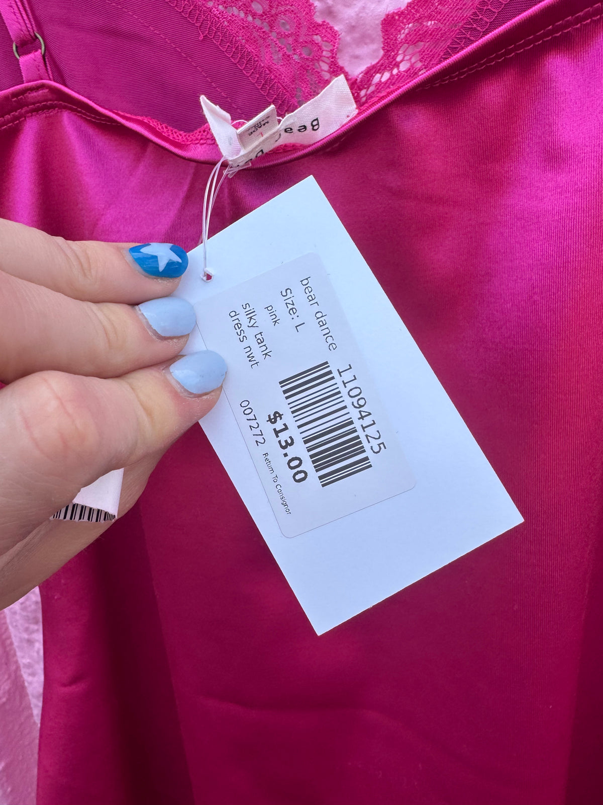 pink bear dance silky tank dress nwt, L