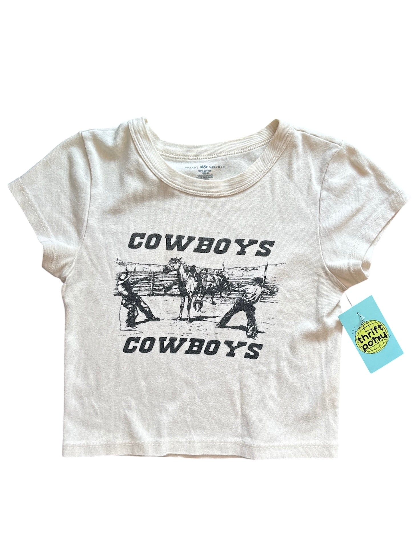 white Brandy Melville Cowboys cowboys tee, xs/s