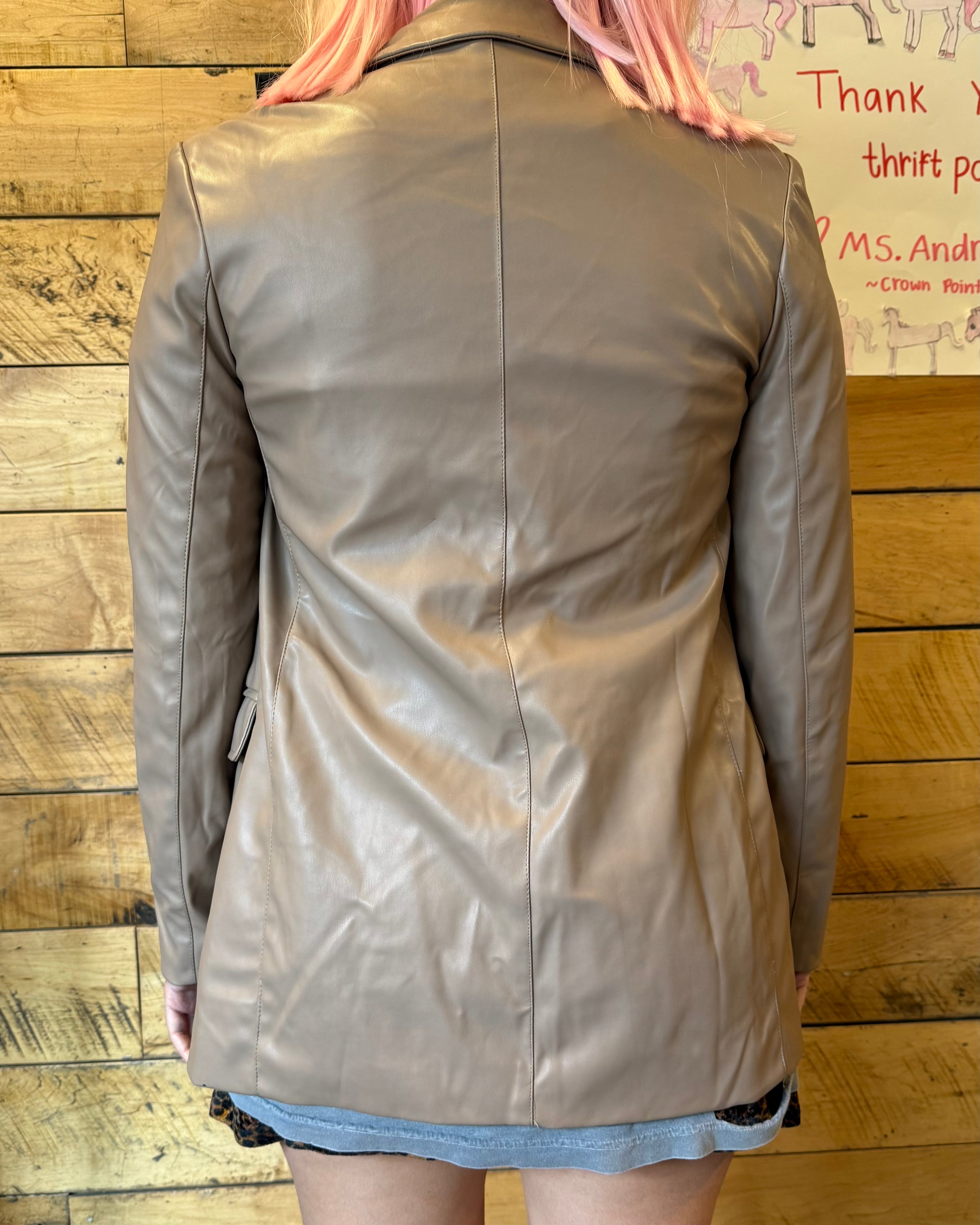 Tan Missguided Pleather blazer, 0