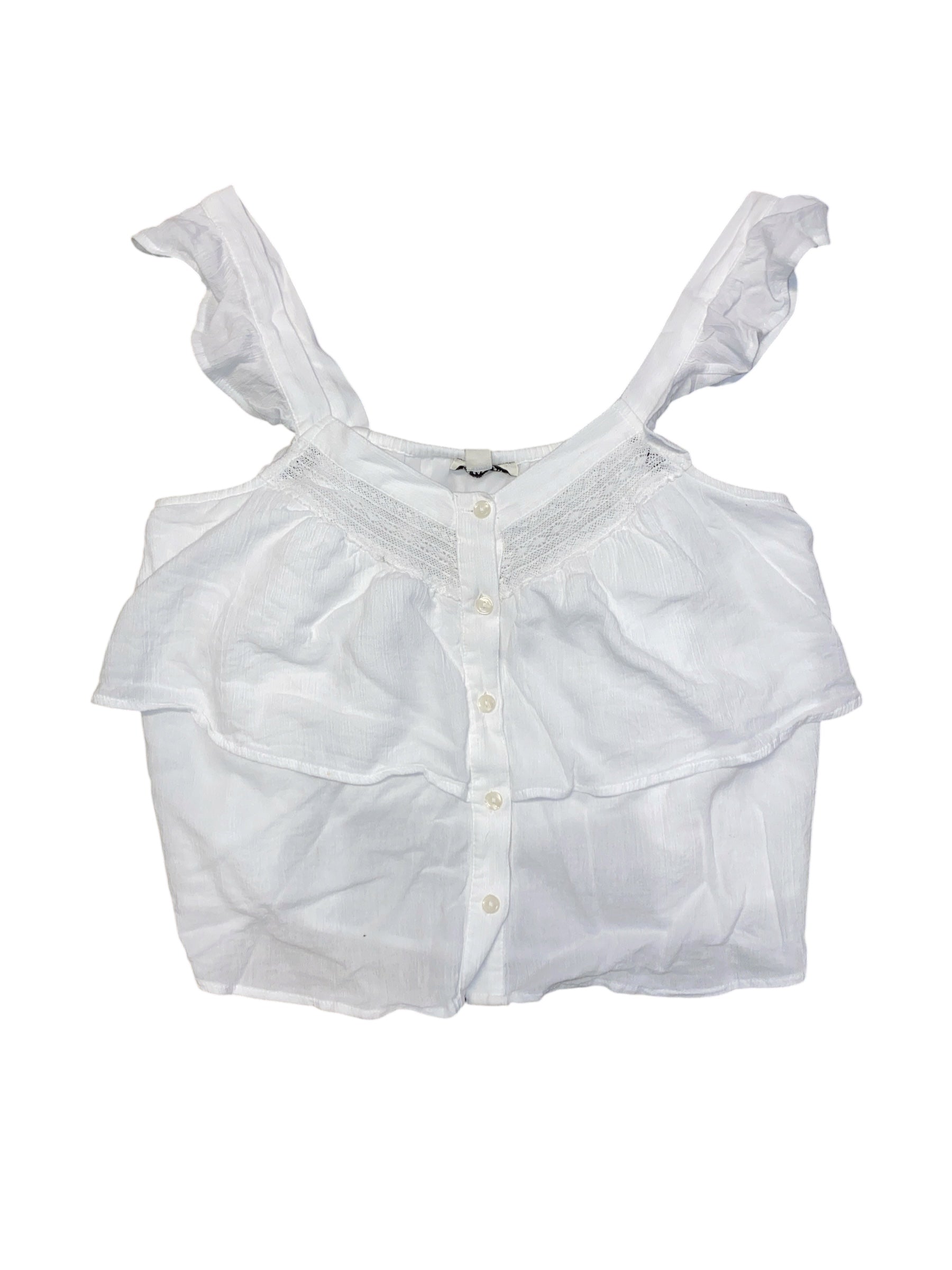 white american eagle ruffle lace tank, m