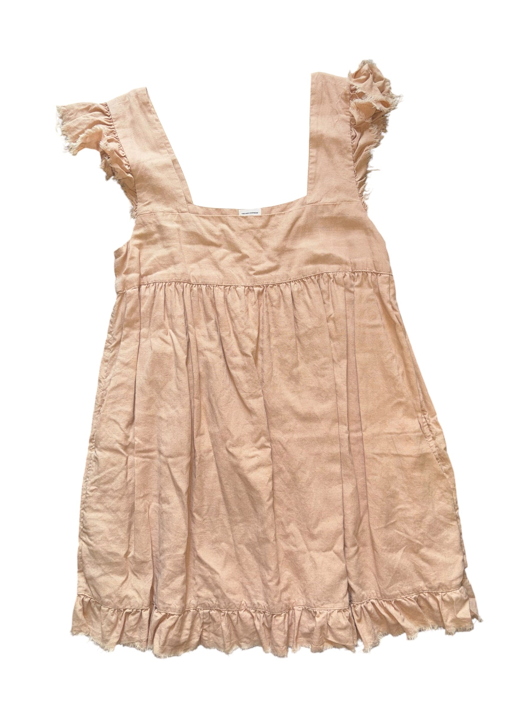 tan aerie babydoll distressed dress, m
