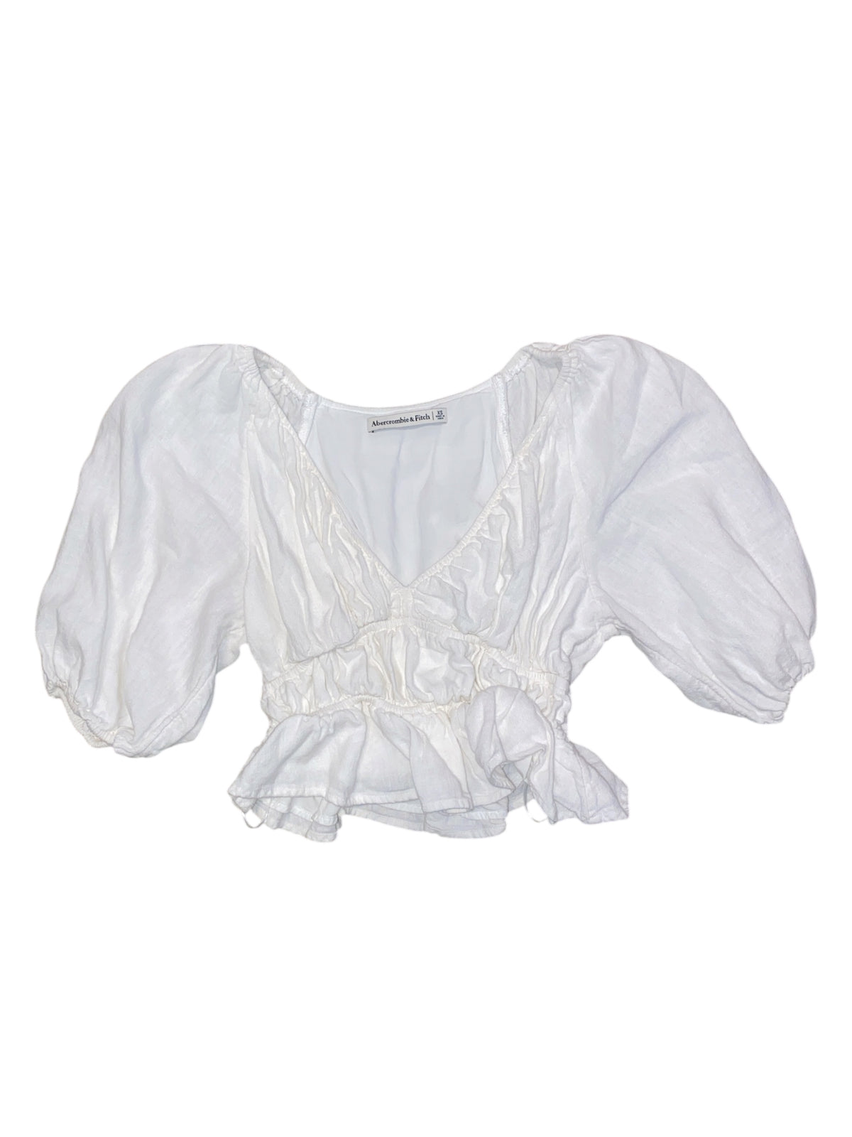white abercrombie v neck peplum ss top, xs