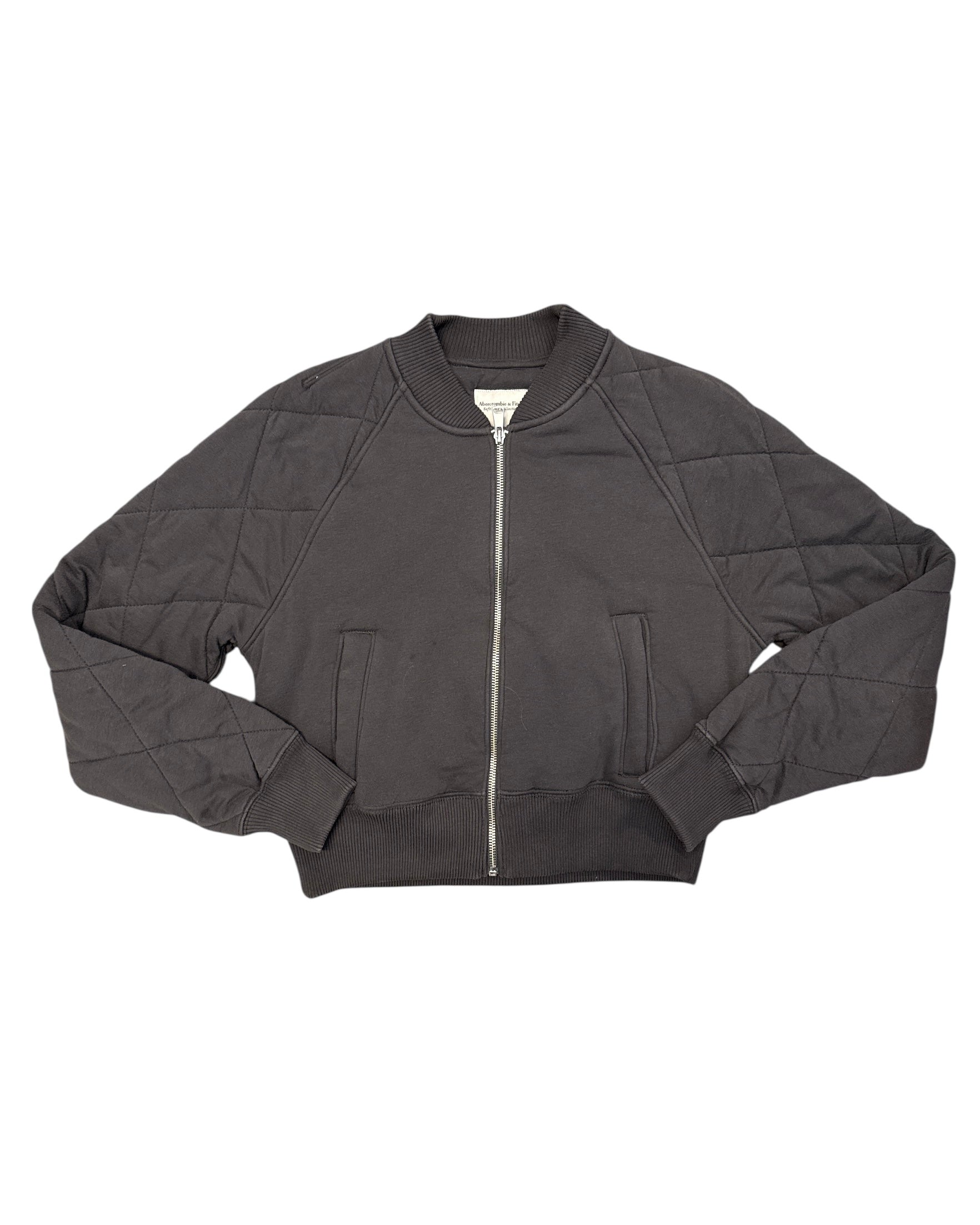 grey abercrombie soft quilted jacket, s