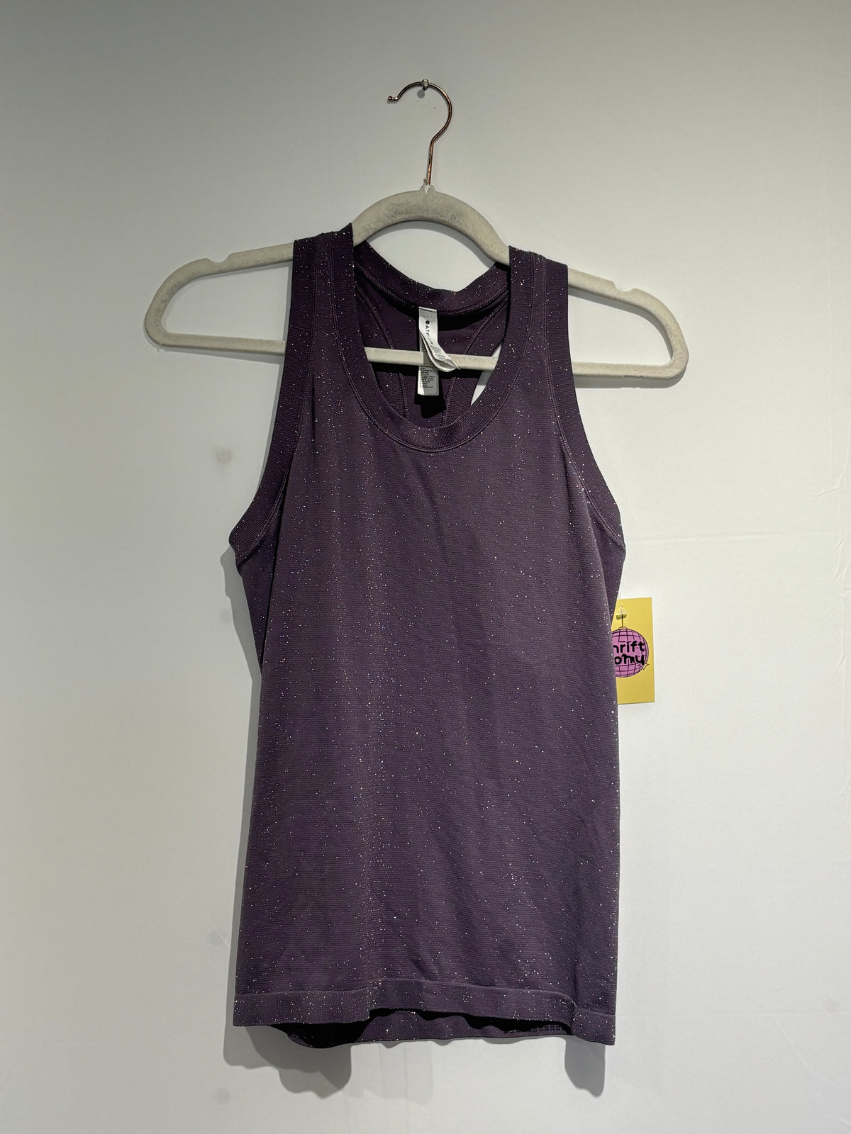 purple athleta sparkly racer back tank, s