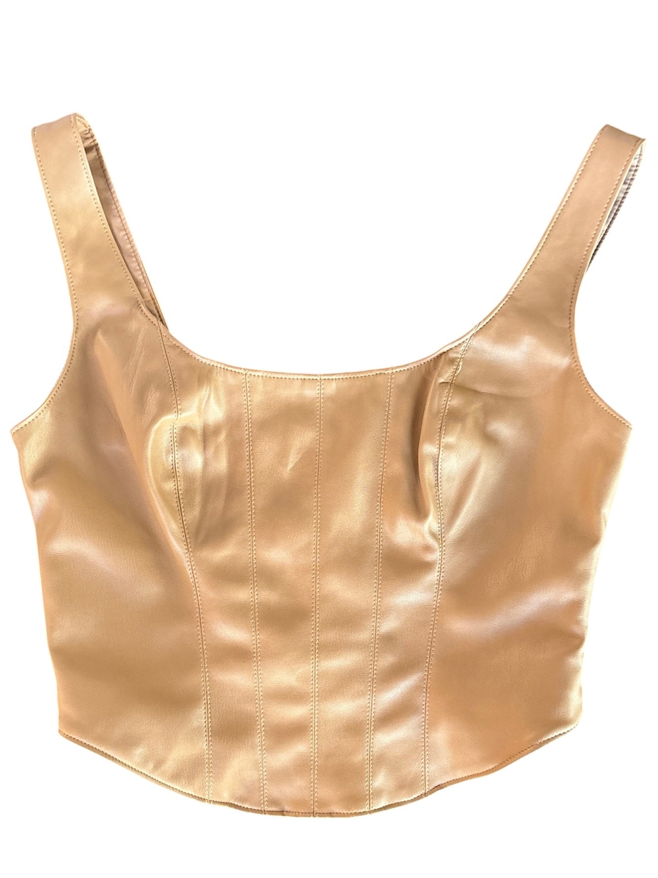 brown ABERCROMBIE pleather top, s