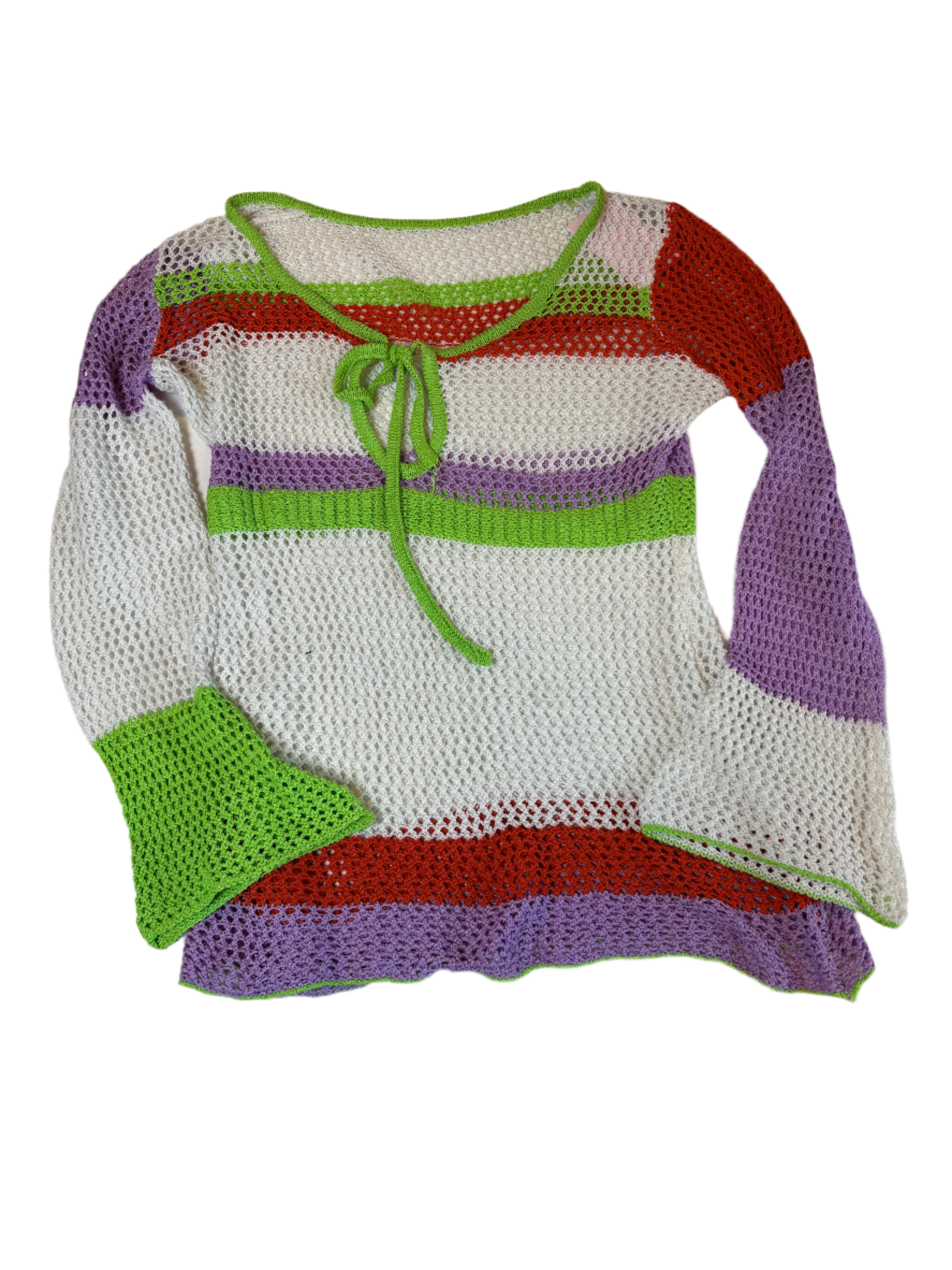 Orange white purple Thick stripe cover up/mini dress, M