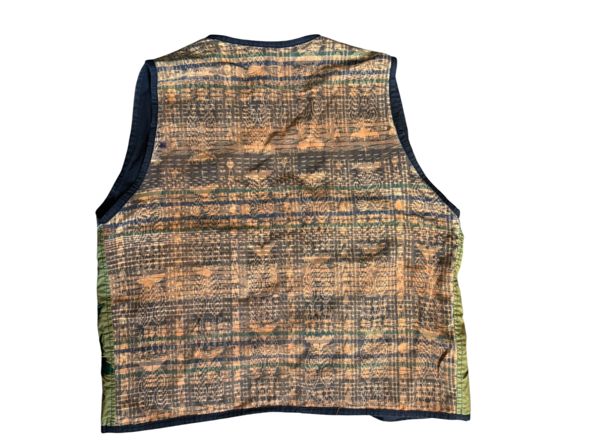 green james halbert vtg floral embroider vest, m/l