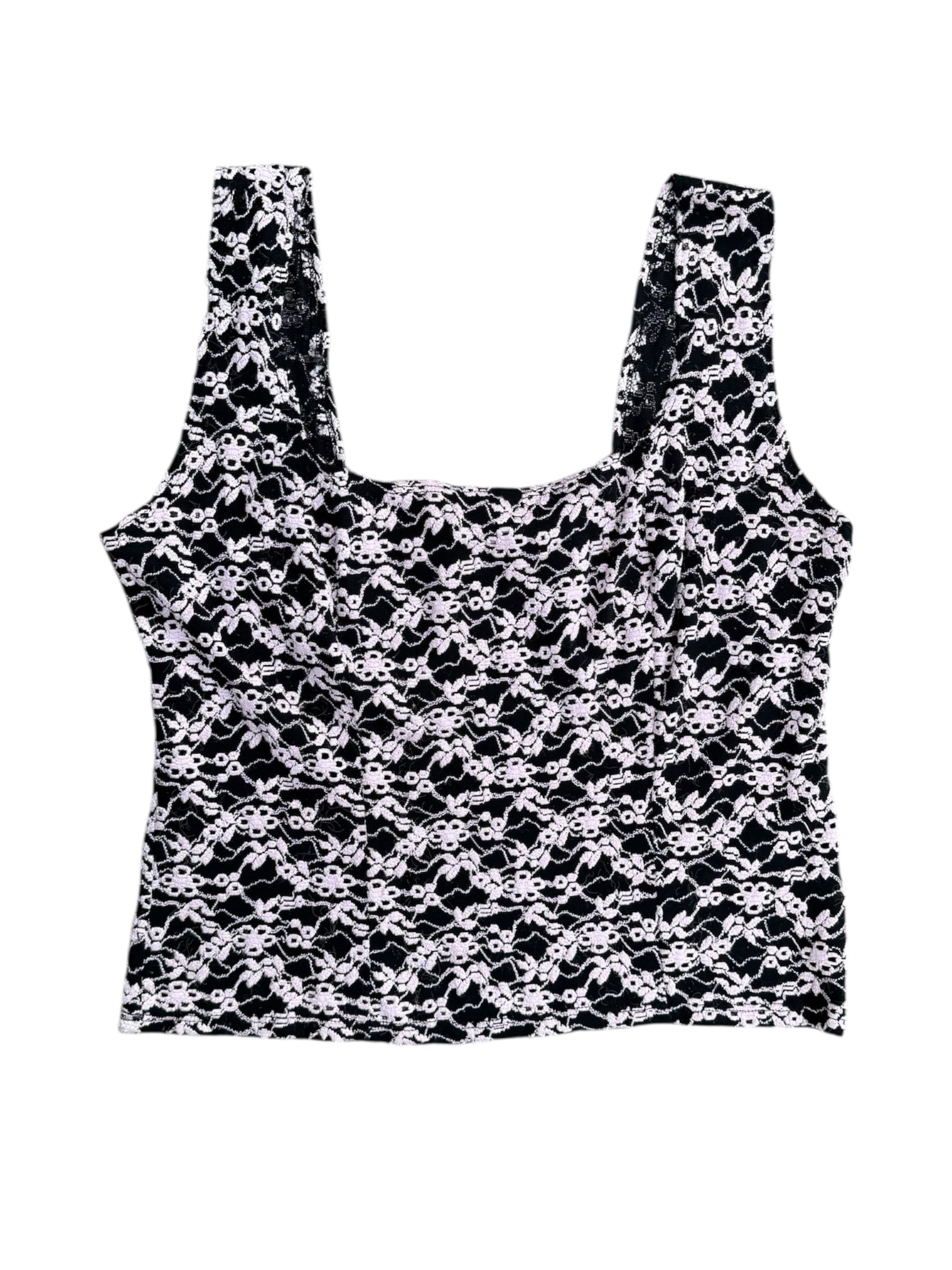 pink black ek designs tank eyelet details, M