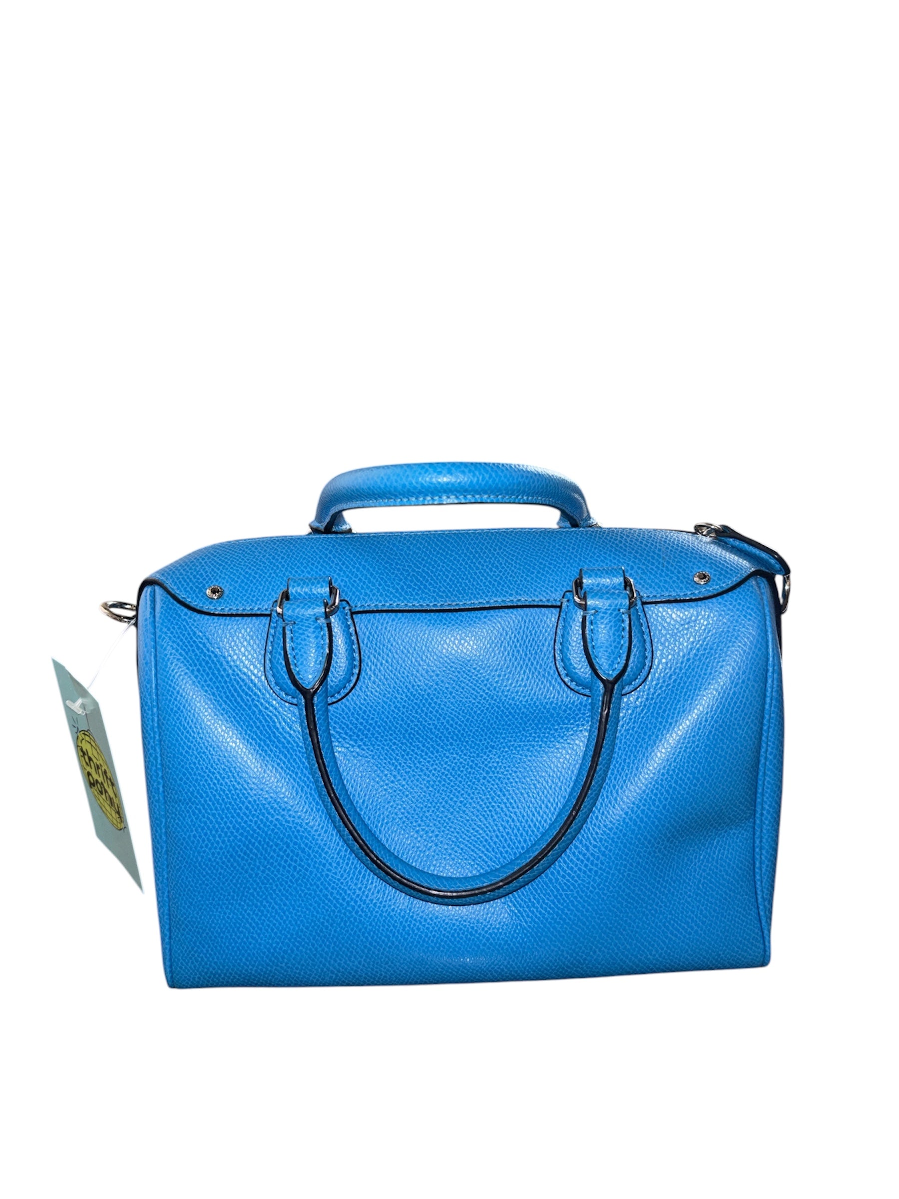 electric blue coach structured handbag