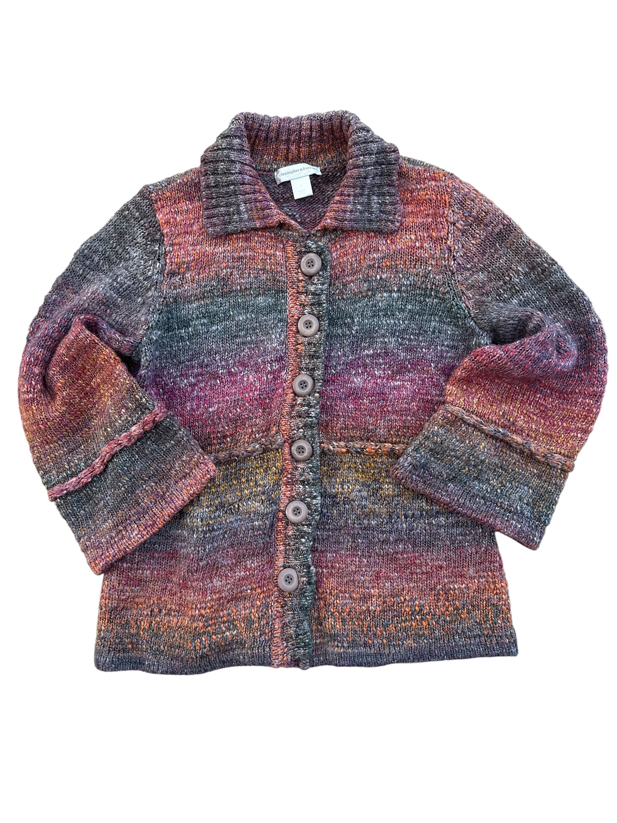 multi christopher banks cardigan brown buttons, M