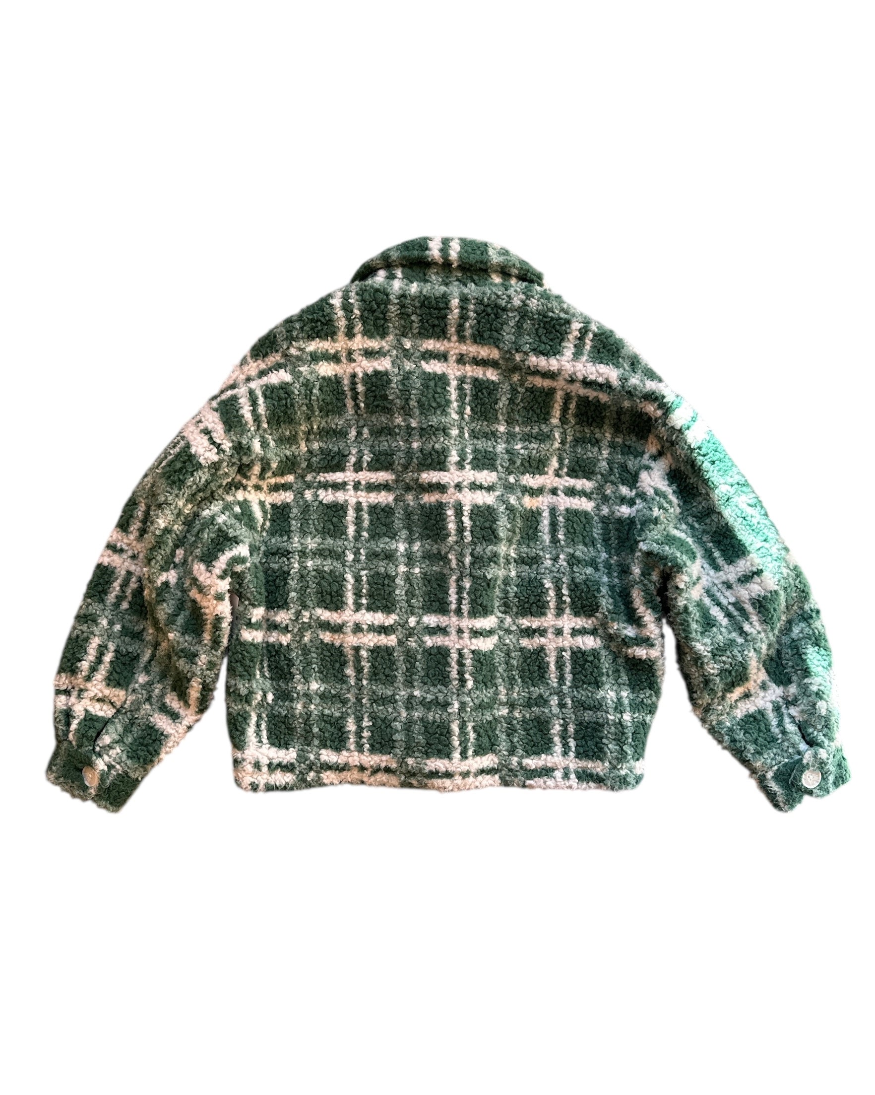 green white zara plaid teddy jacket, s