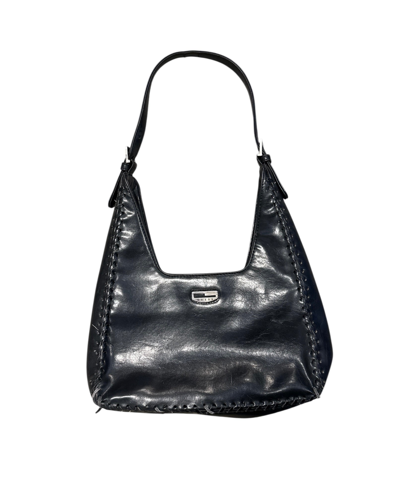 black guess outter stitch handbag
