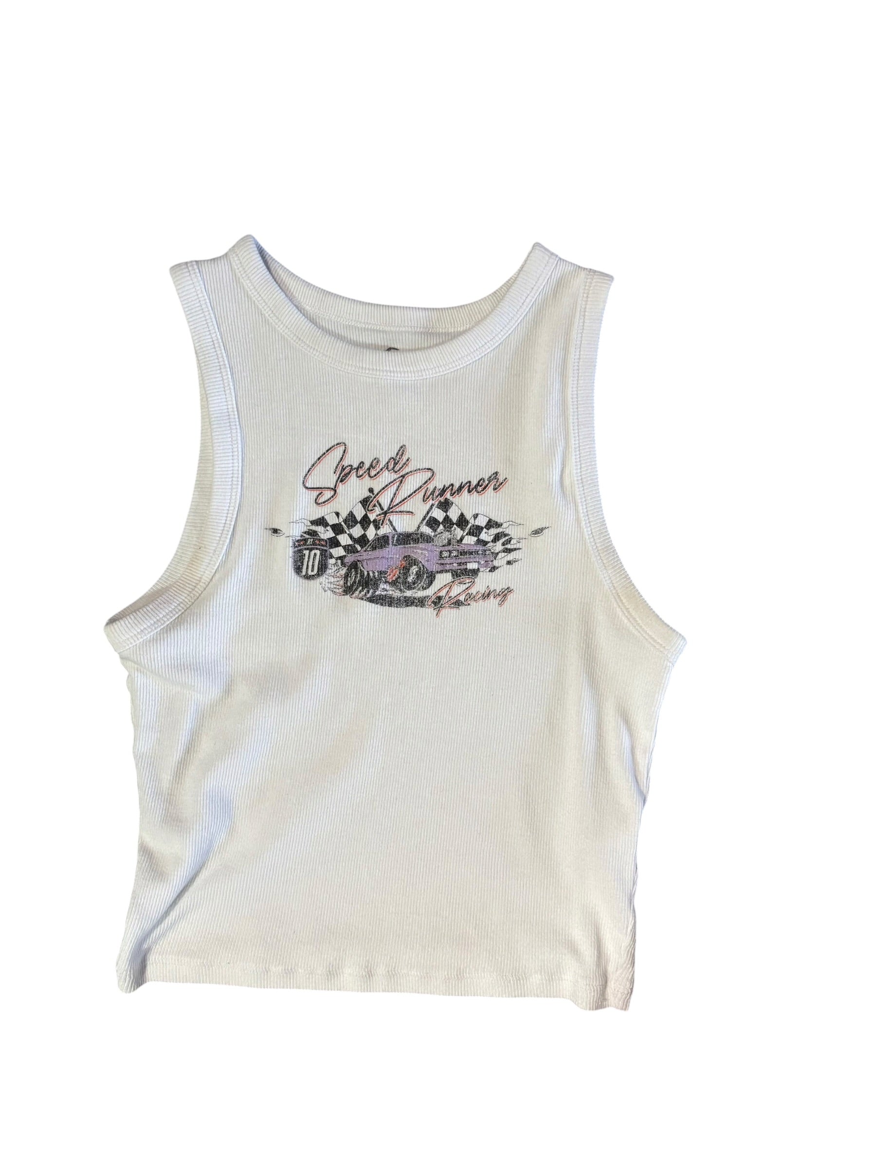 White Hollister Ribbed Tnk, S