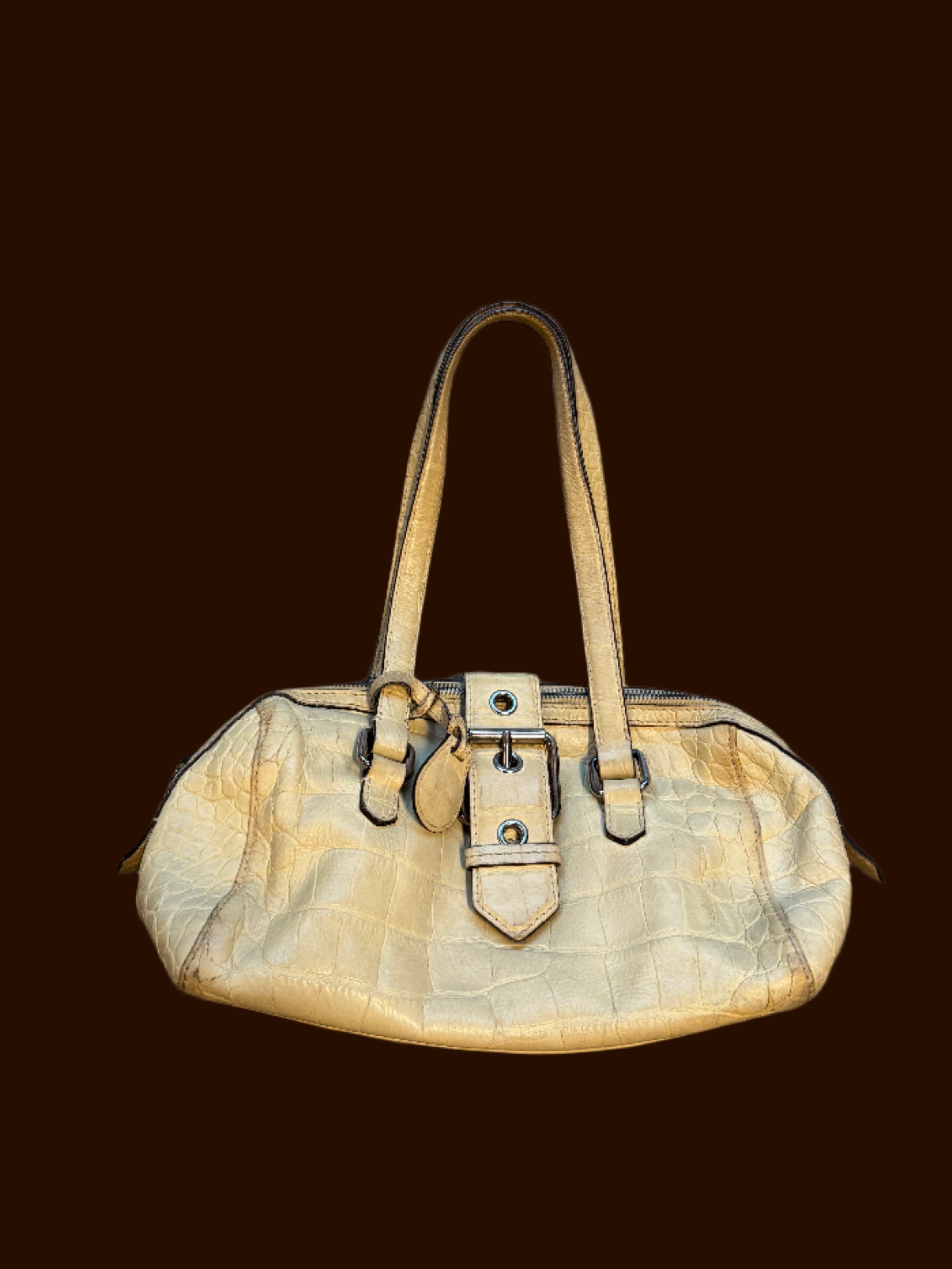 Yellow Dooney & burke butter yellow croc bag