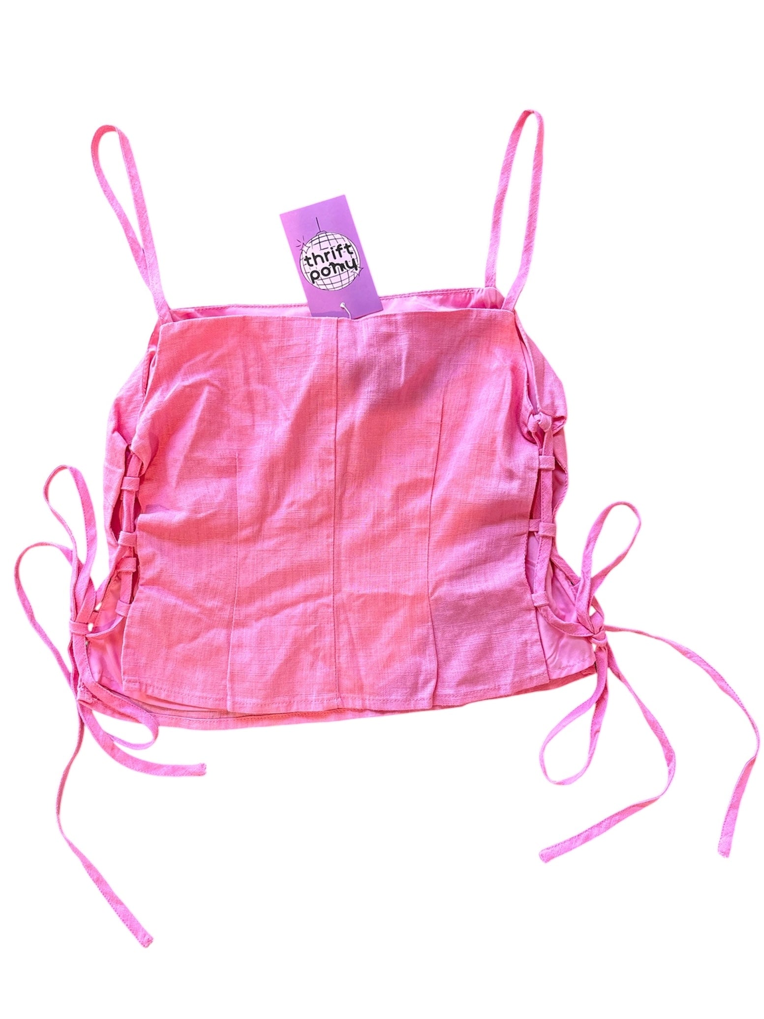pink the frolic linen tank w/ tie, 4
