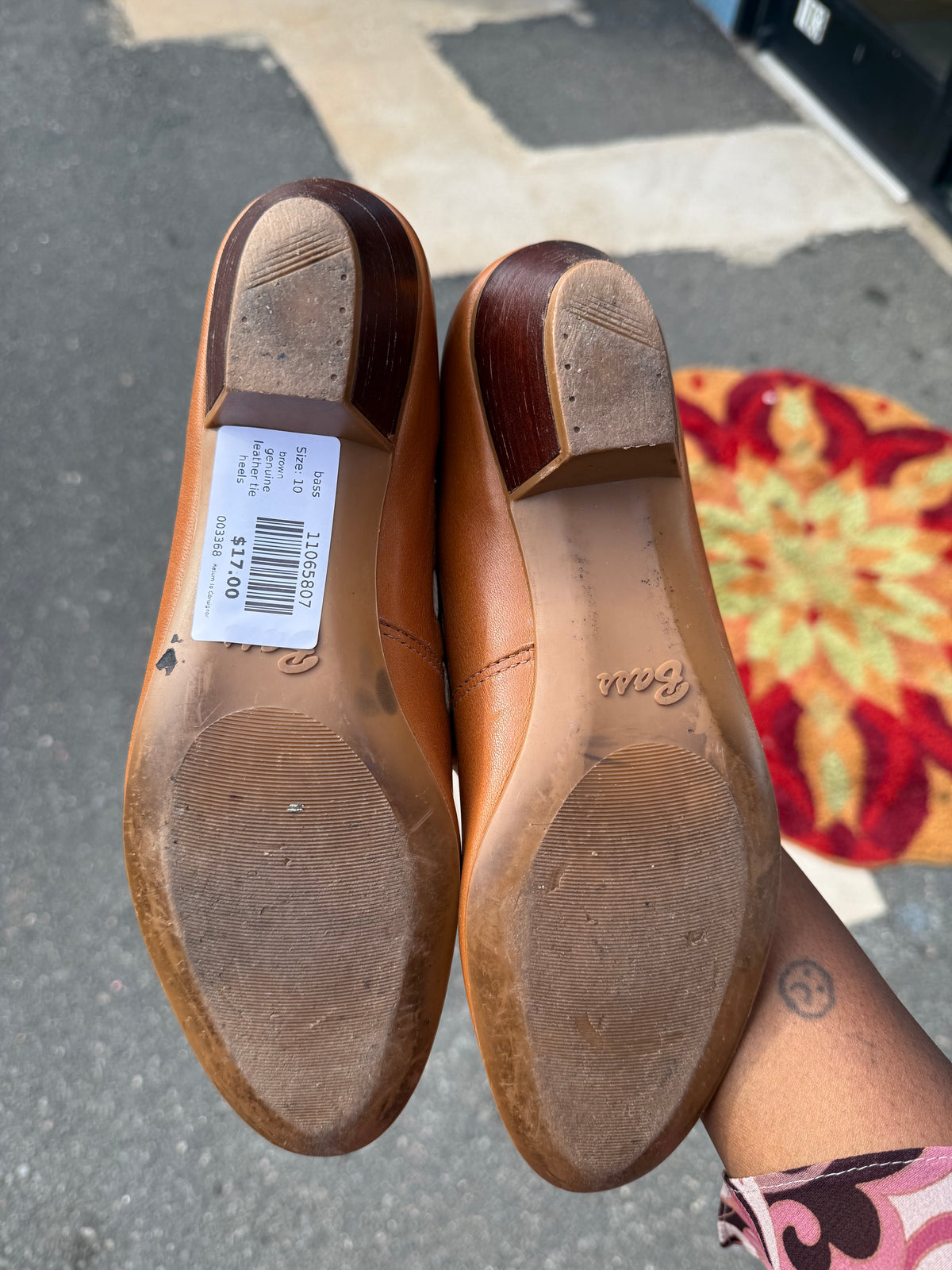 brown bass genuine leather tie heels, 10