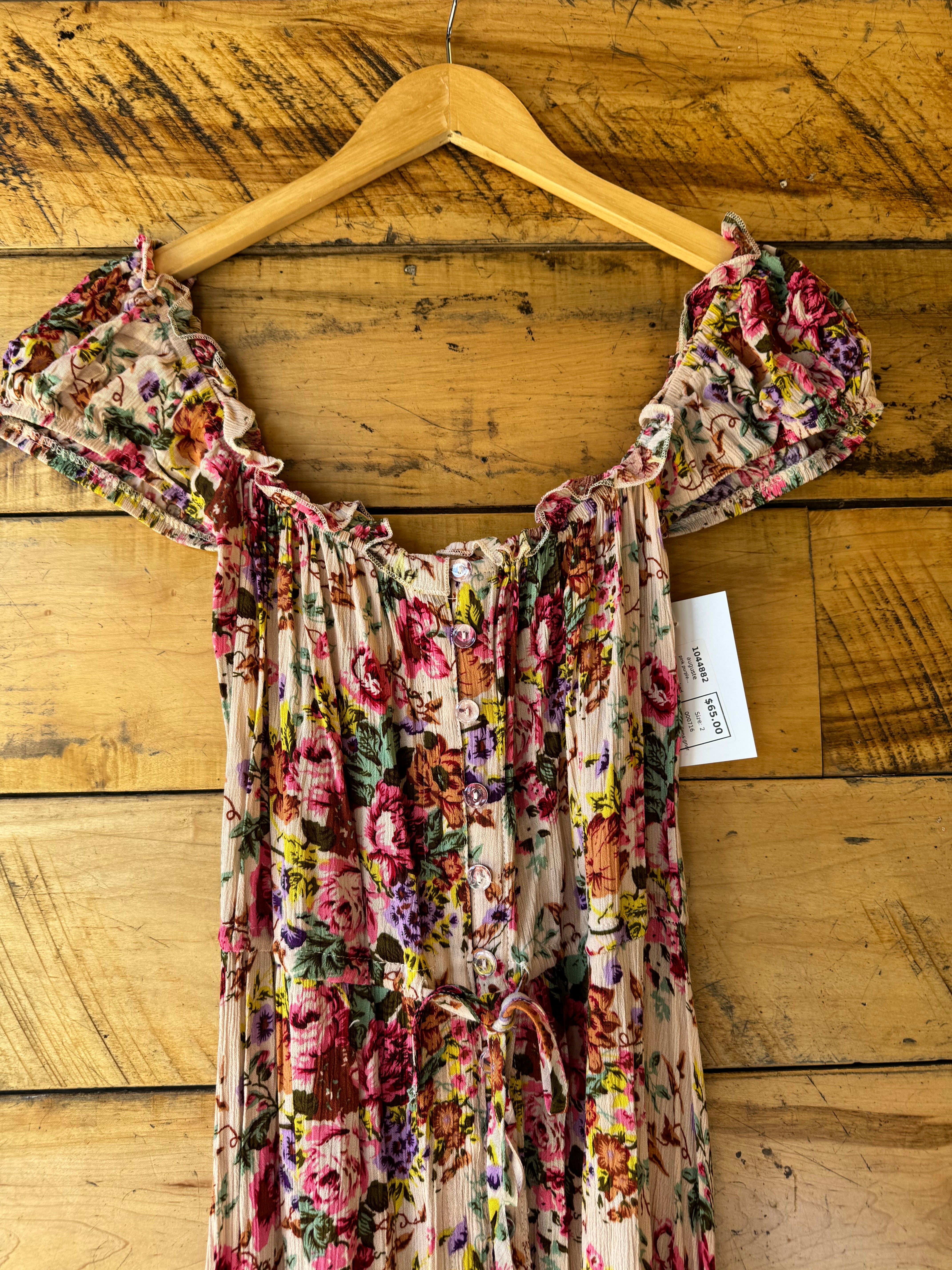 pink purple beige auguste floral smocked dress, 2