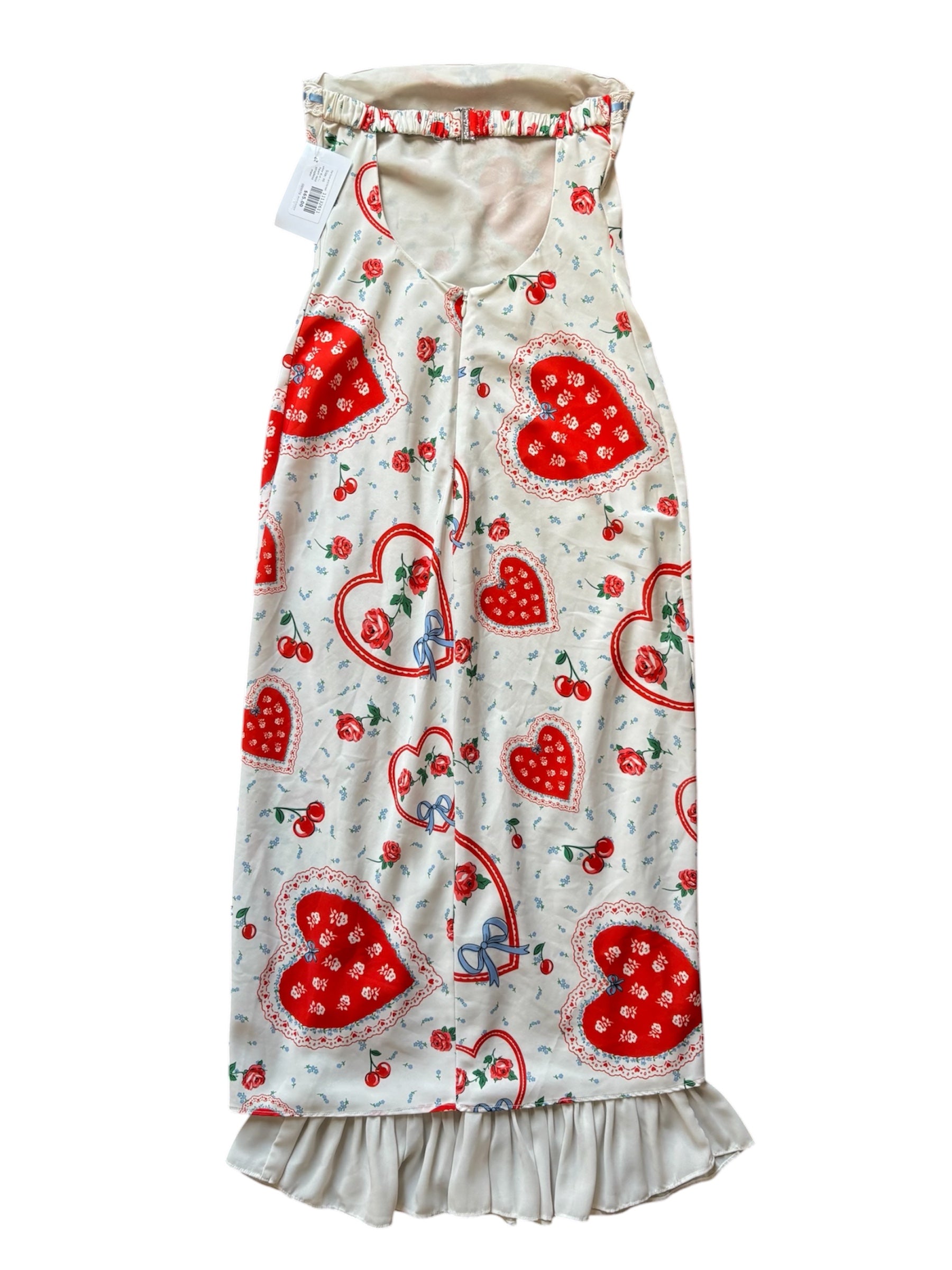 white blue red For love and lemon heart rose strapless maxi, xs