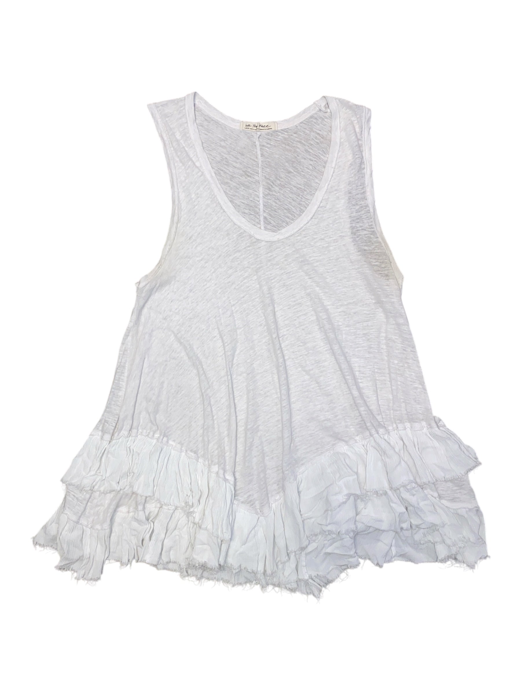 white free people heathered ruffle tank, L