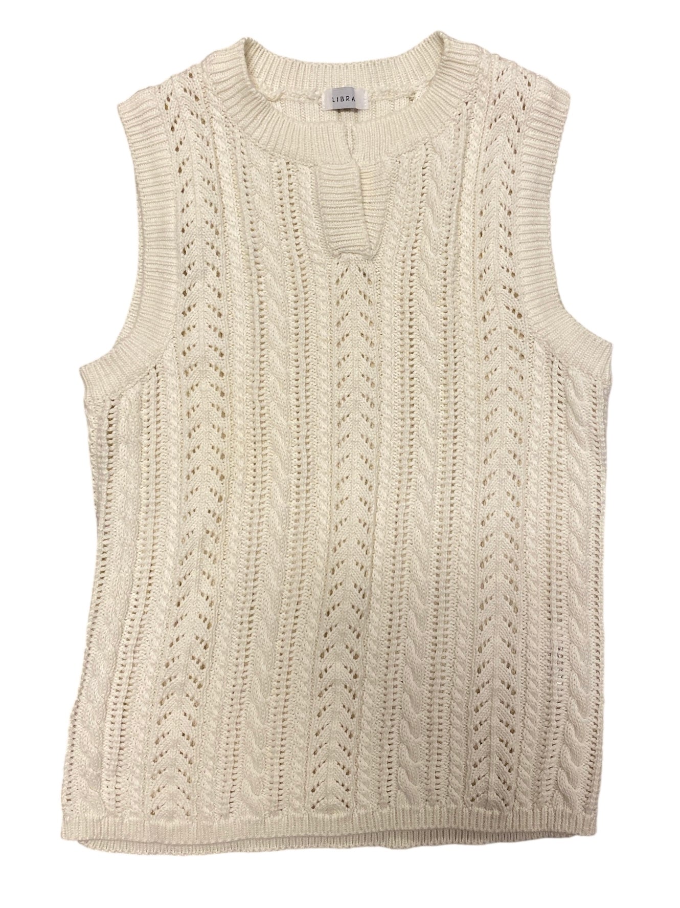 cream libra knit vest, m