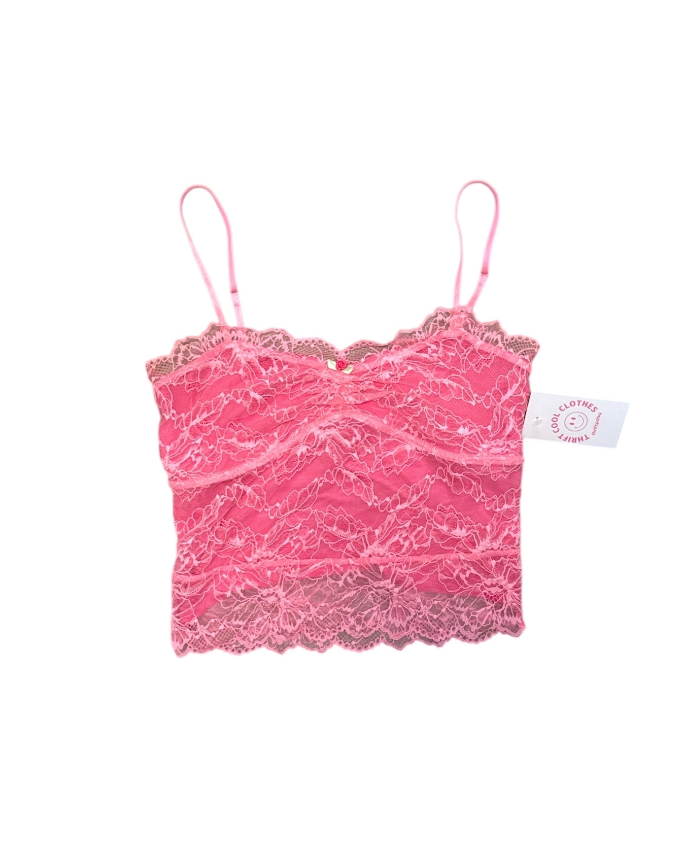 pink free people lace cami, s