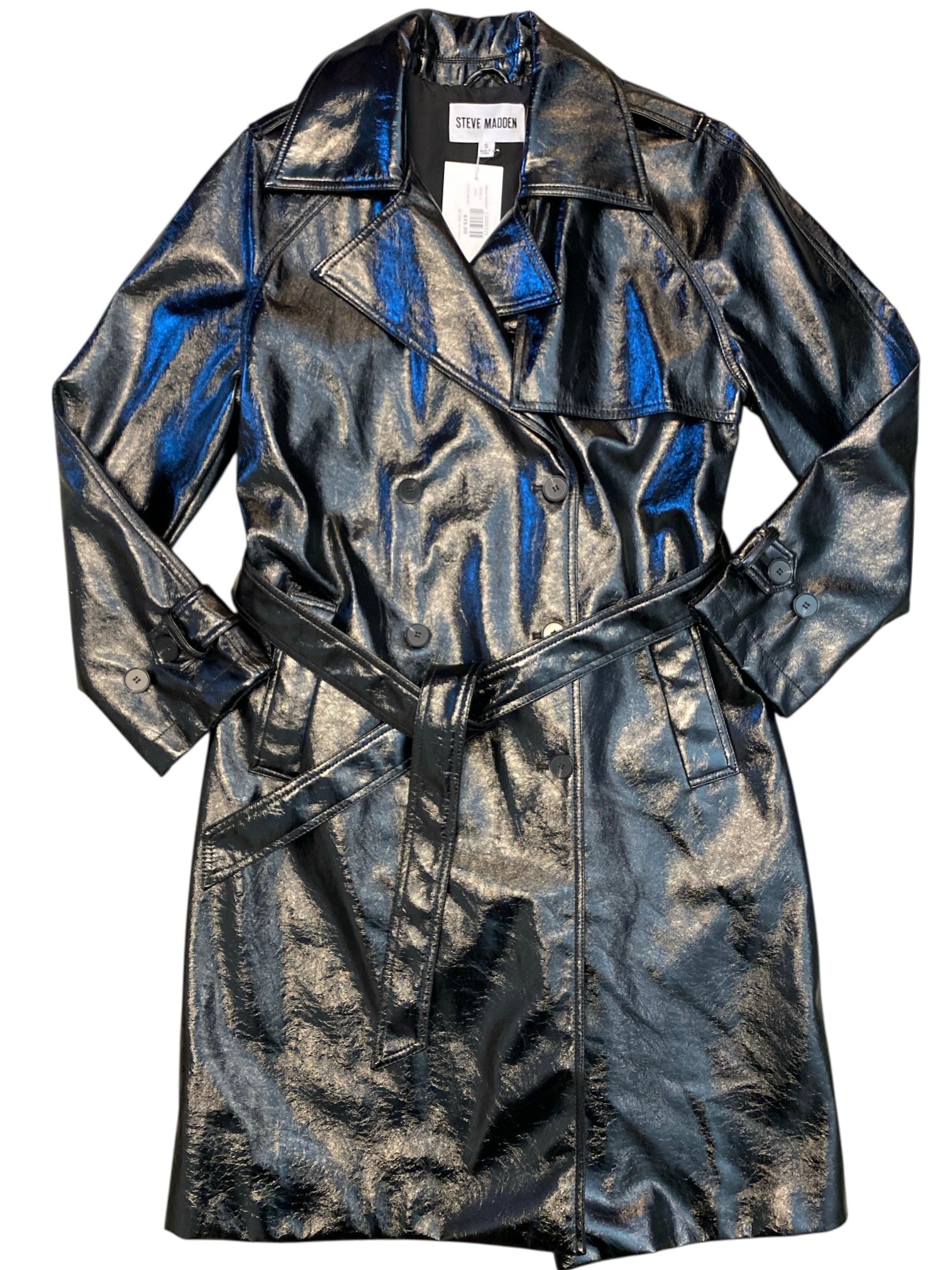 black steve madden vinyl trench, s