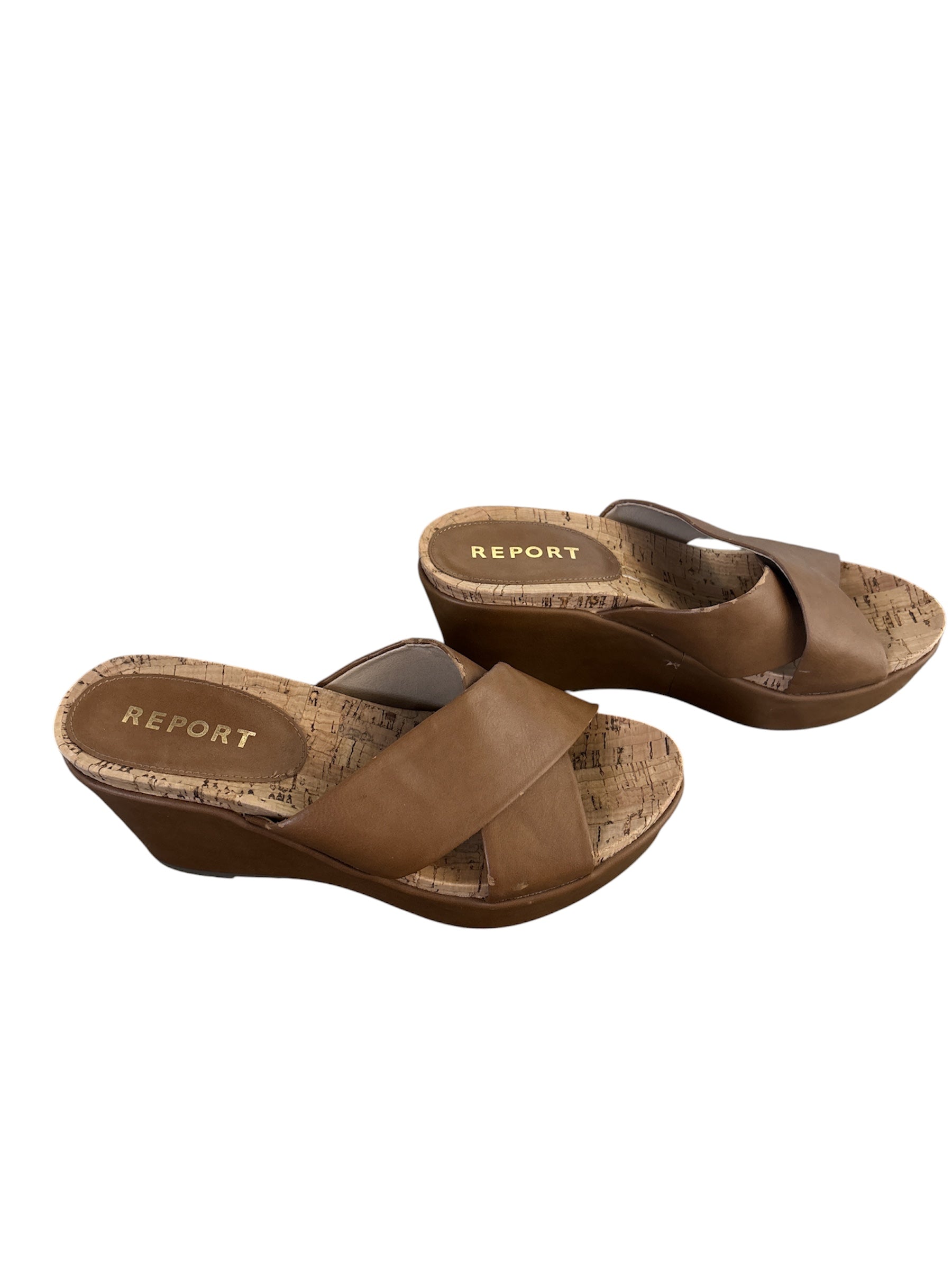 Brown Report Wedge cork heels, 7.5