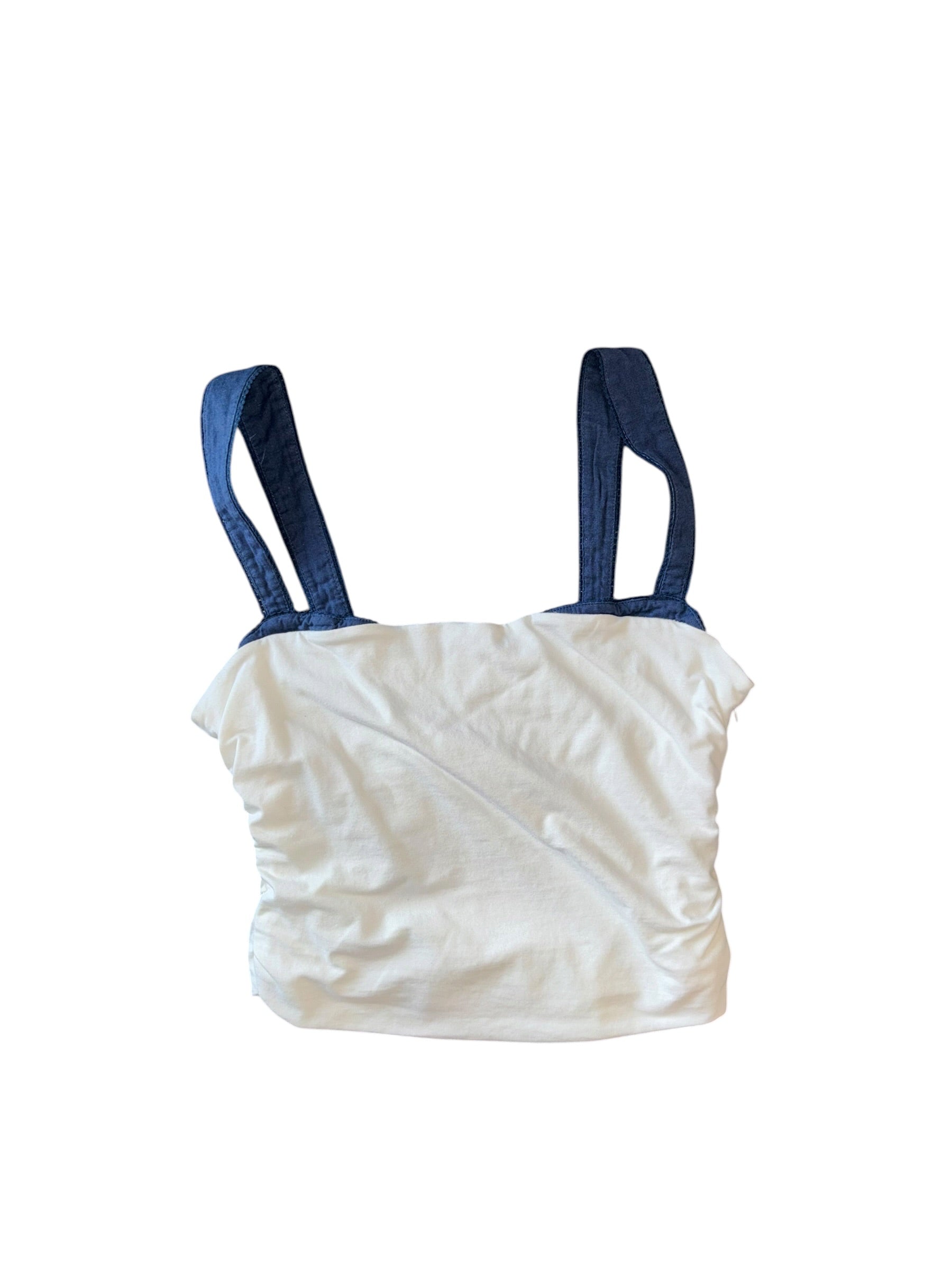 white blue free people layered tank, L