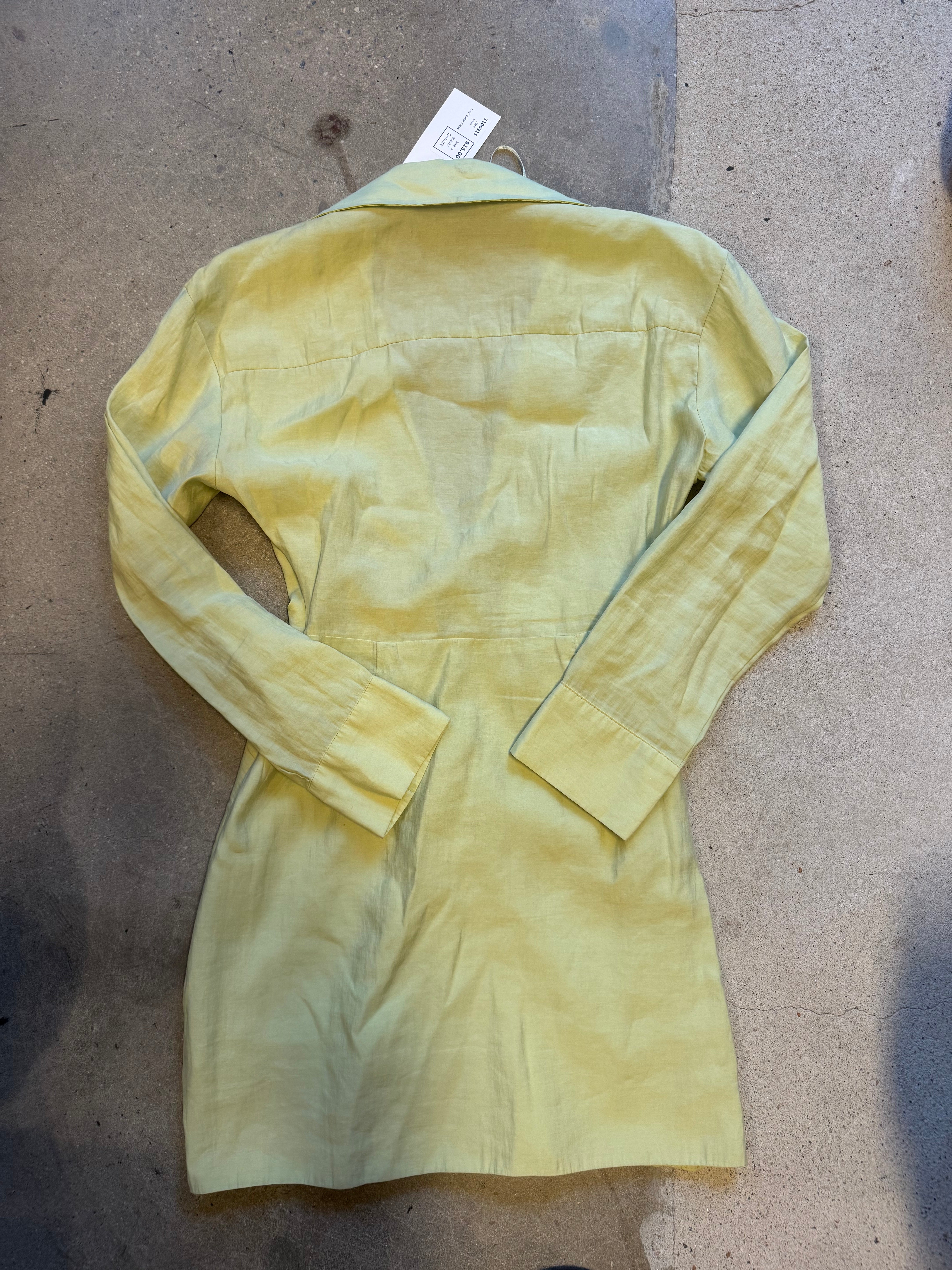 green zara twist collar dress, s