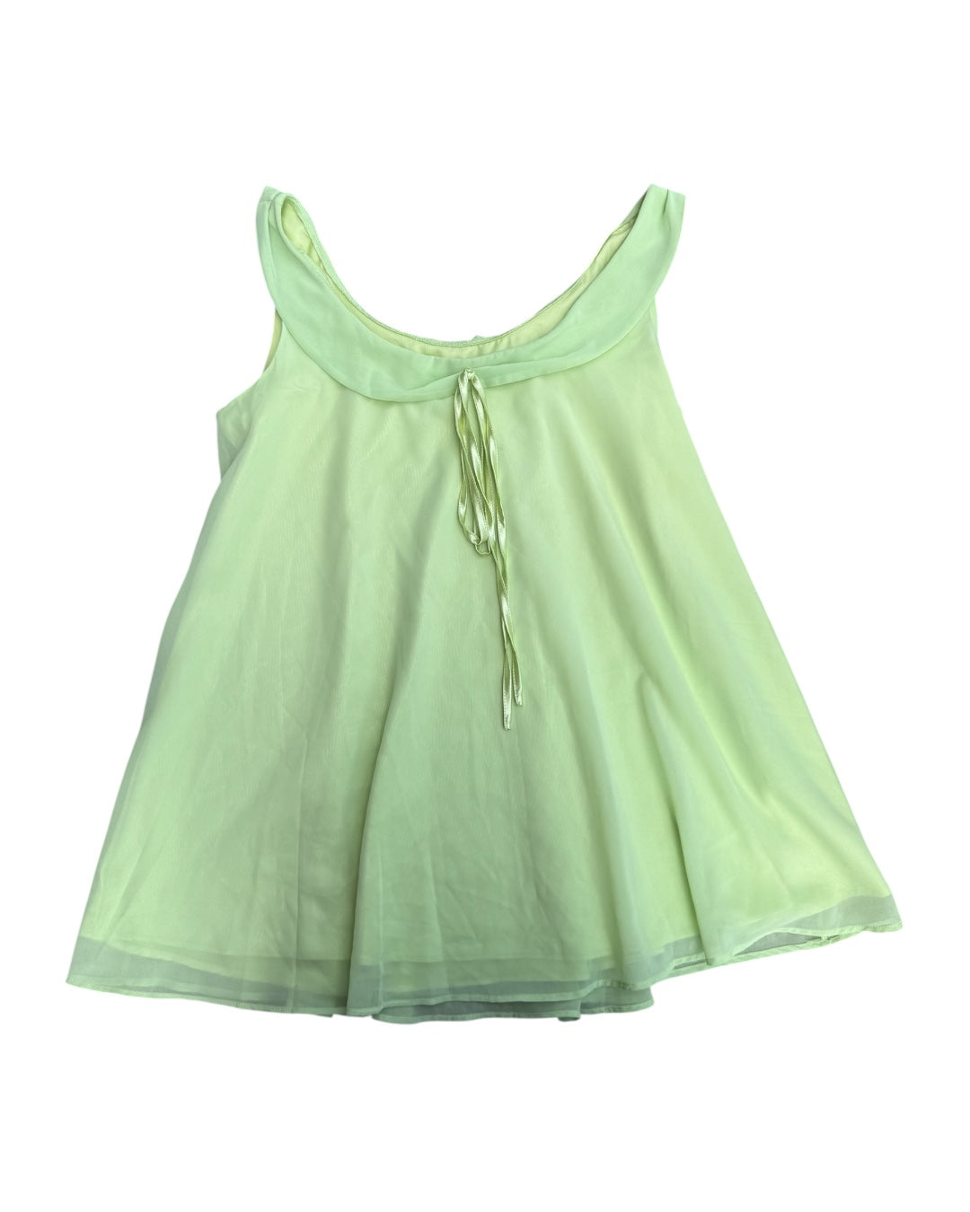 Green Peter pan collar bow flowy top, XL