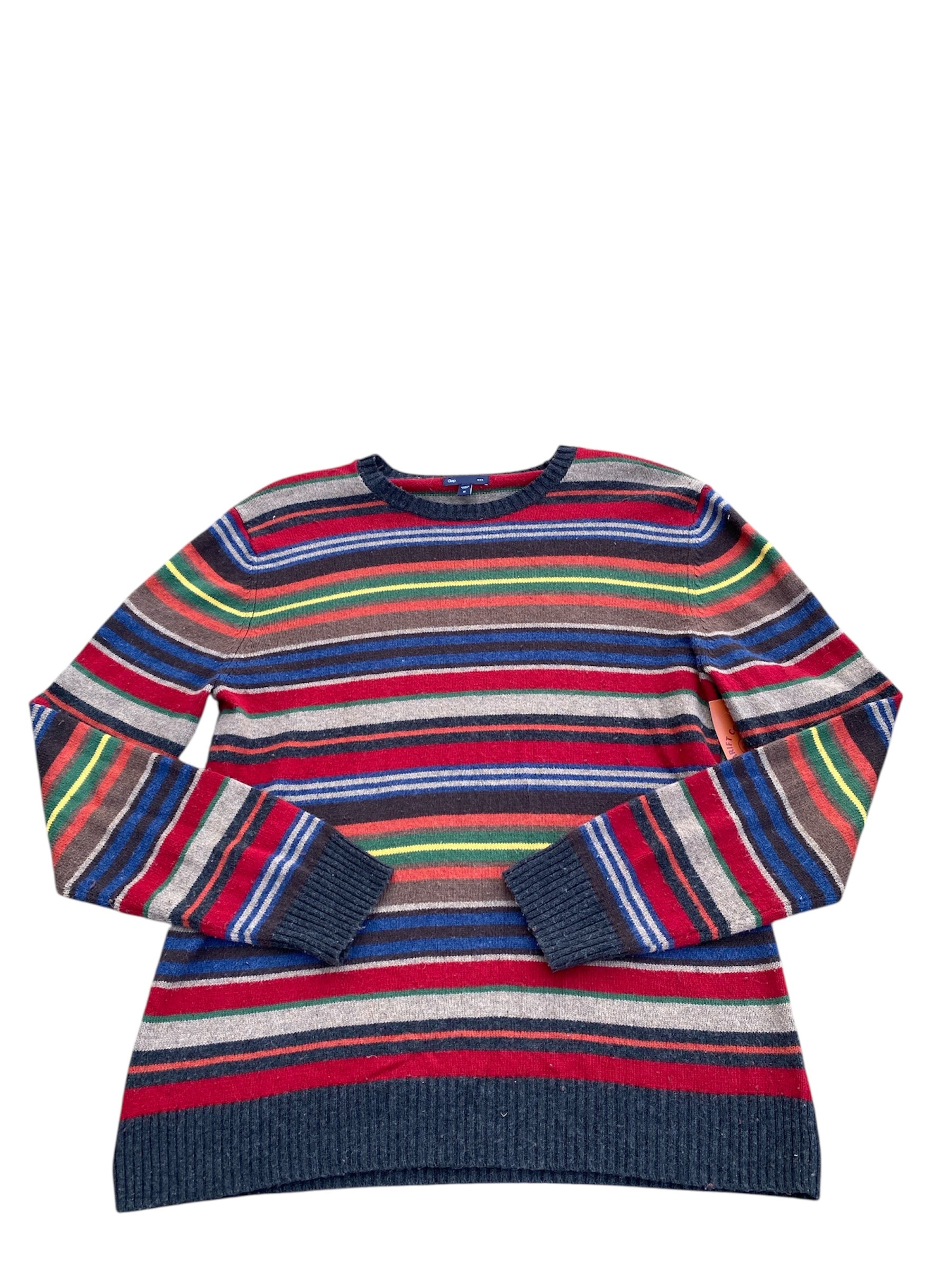 gray red blue gap striped sweater, m