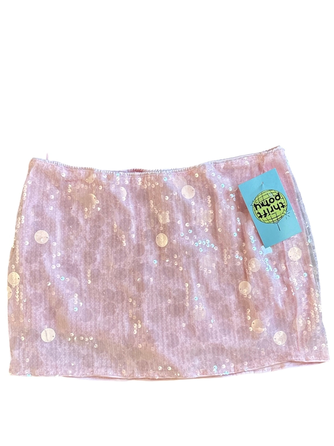 pink shein sequin mini skirt, xs