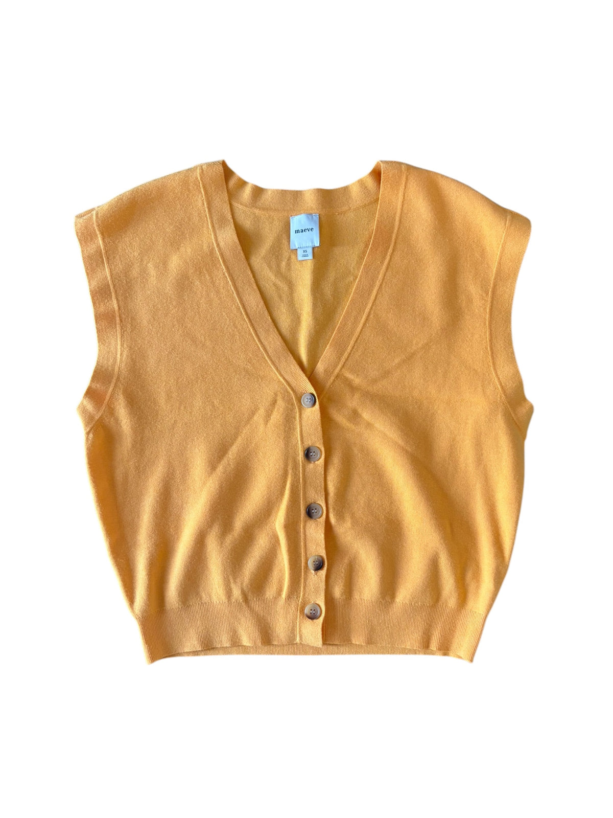 orange maeve button up knit vest, XS