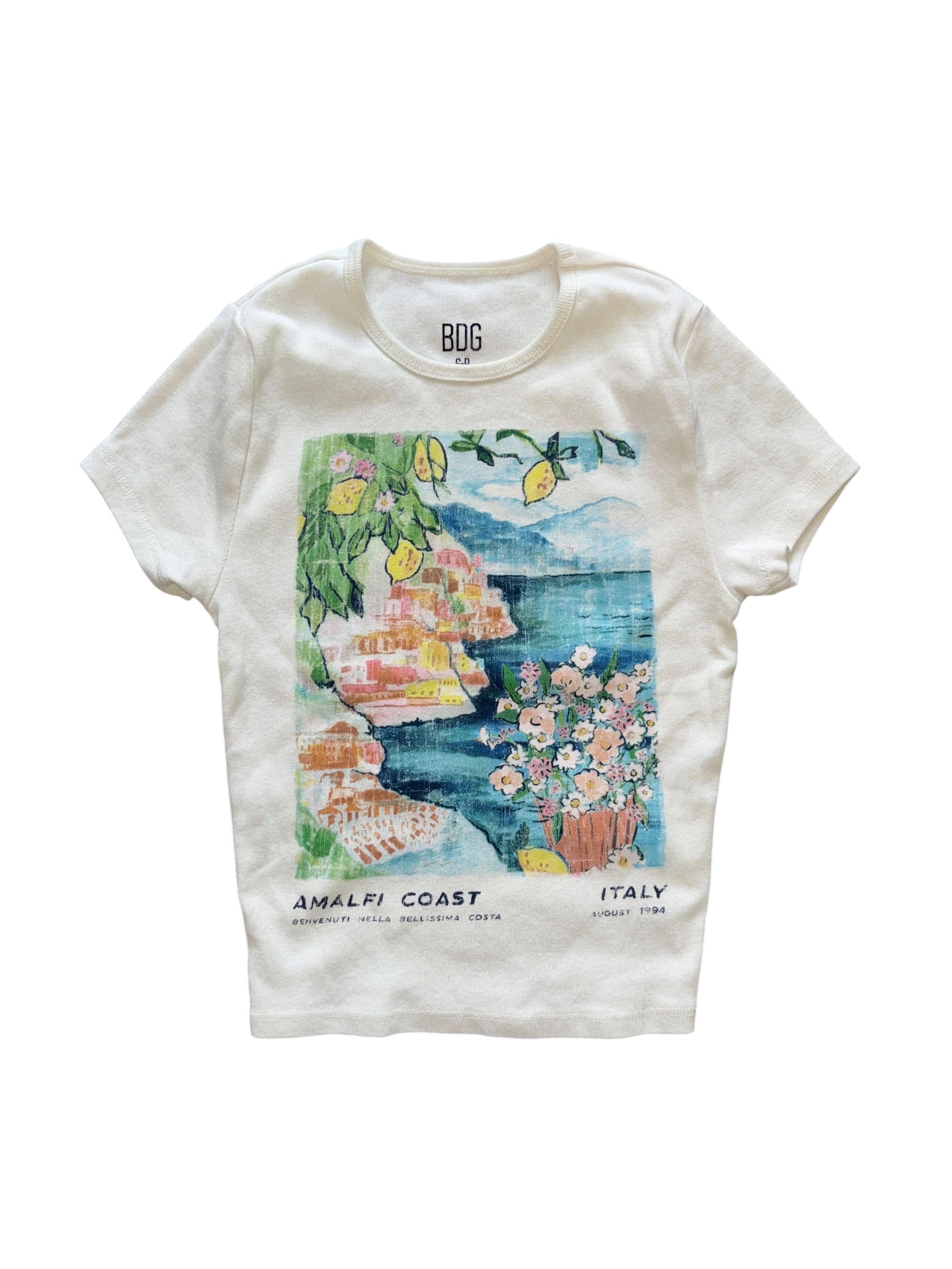 white blue yellow bdg almafi coast tee, s