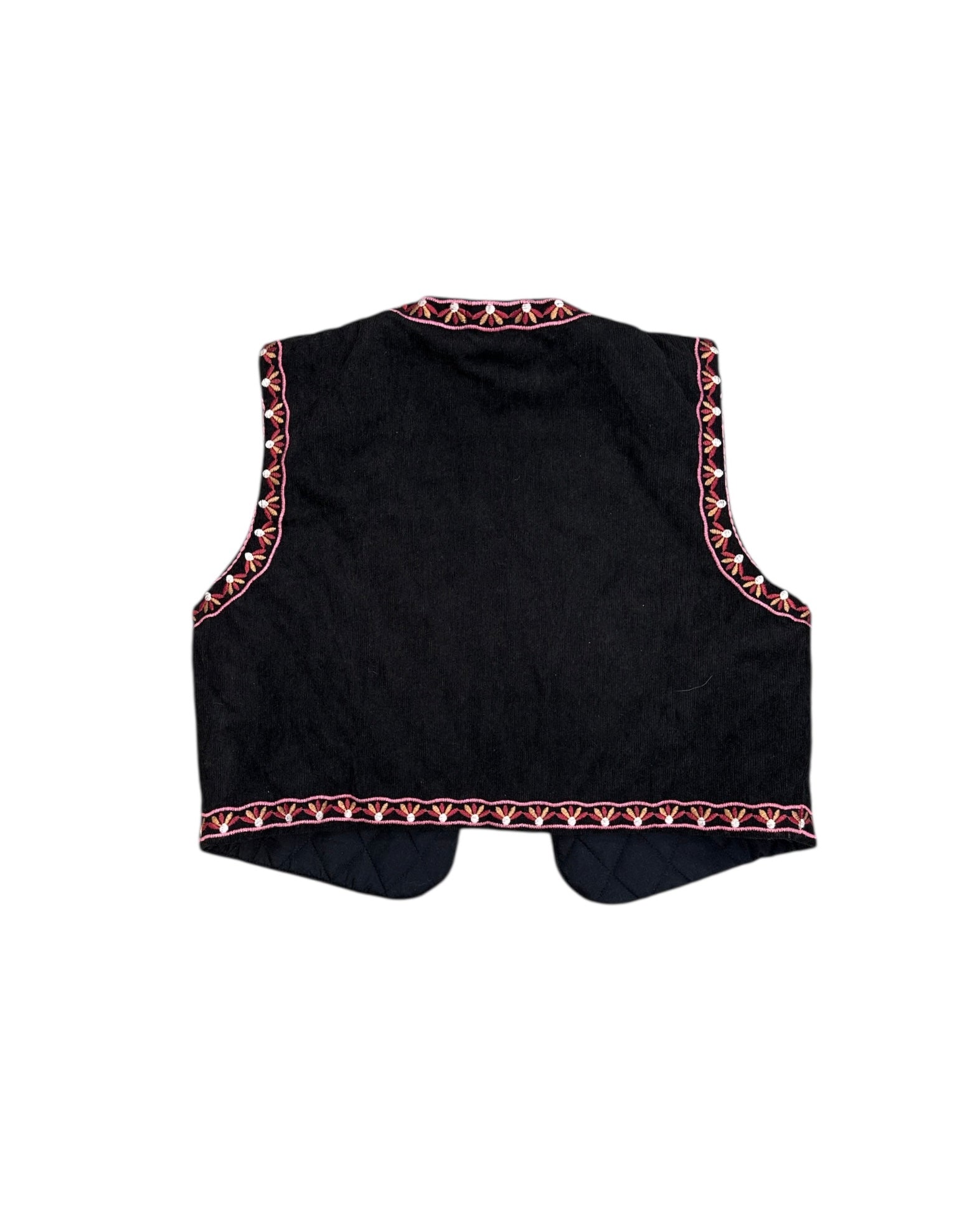 black pink vestique nwt ribbed wuilted embroider vest, L