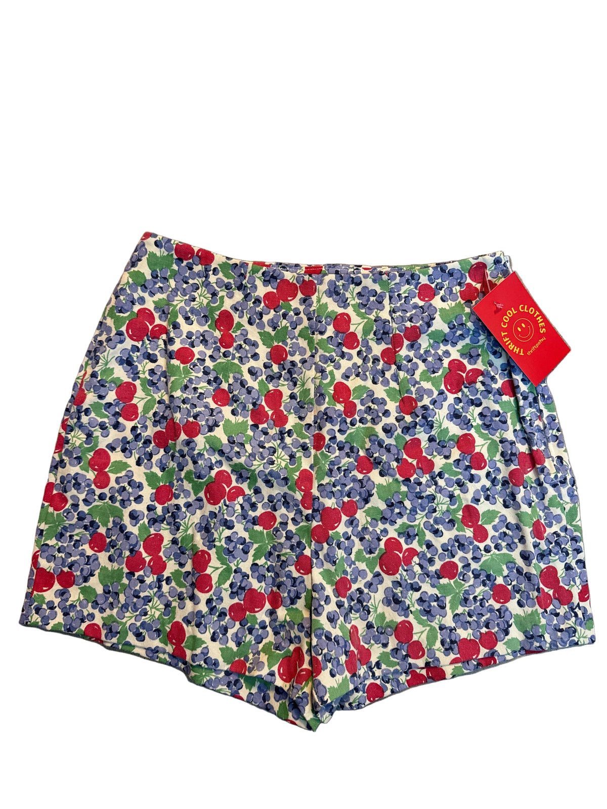 white red green blue vtg fruit shorts, s